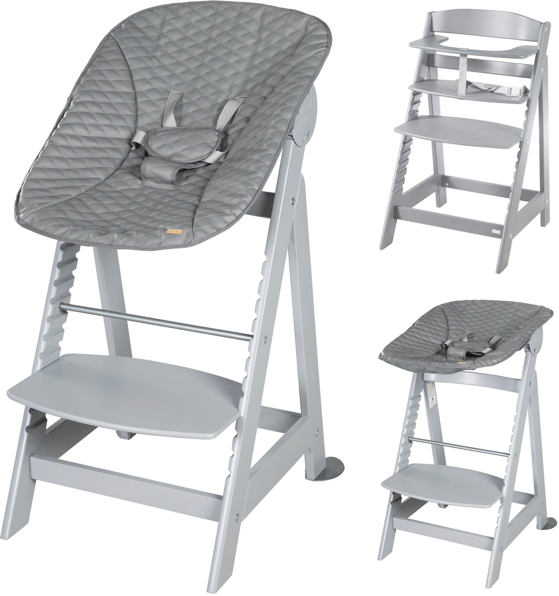 roba® Hochstuhl »Treppenhochstuhl 2-in-1 Set Born Up taupe«, mit Neugeboren günstig online kaufen