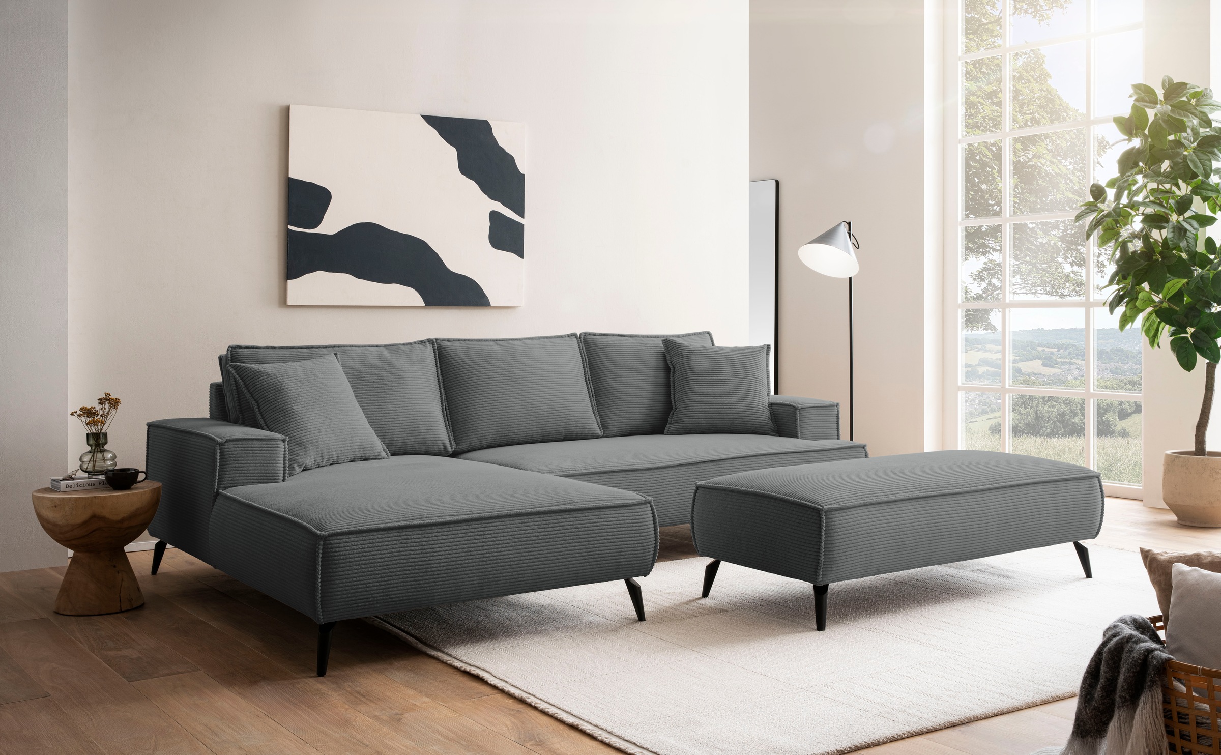 andas Sitzgruppe »TVINNU, Polsterecke L-Form, Schlaffunktion, mit Hocker«, (Set, 2 tlg.), stellbar zum Schlafsofa (Krokodilverbinder)
