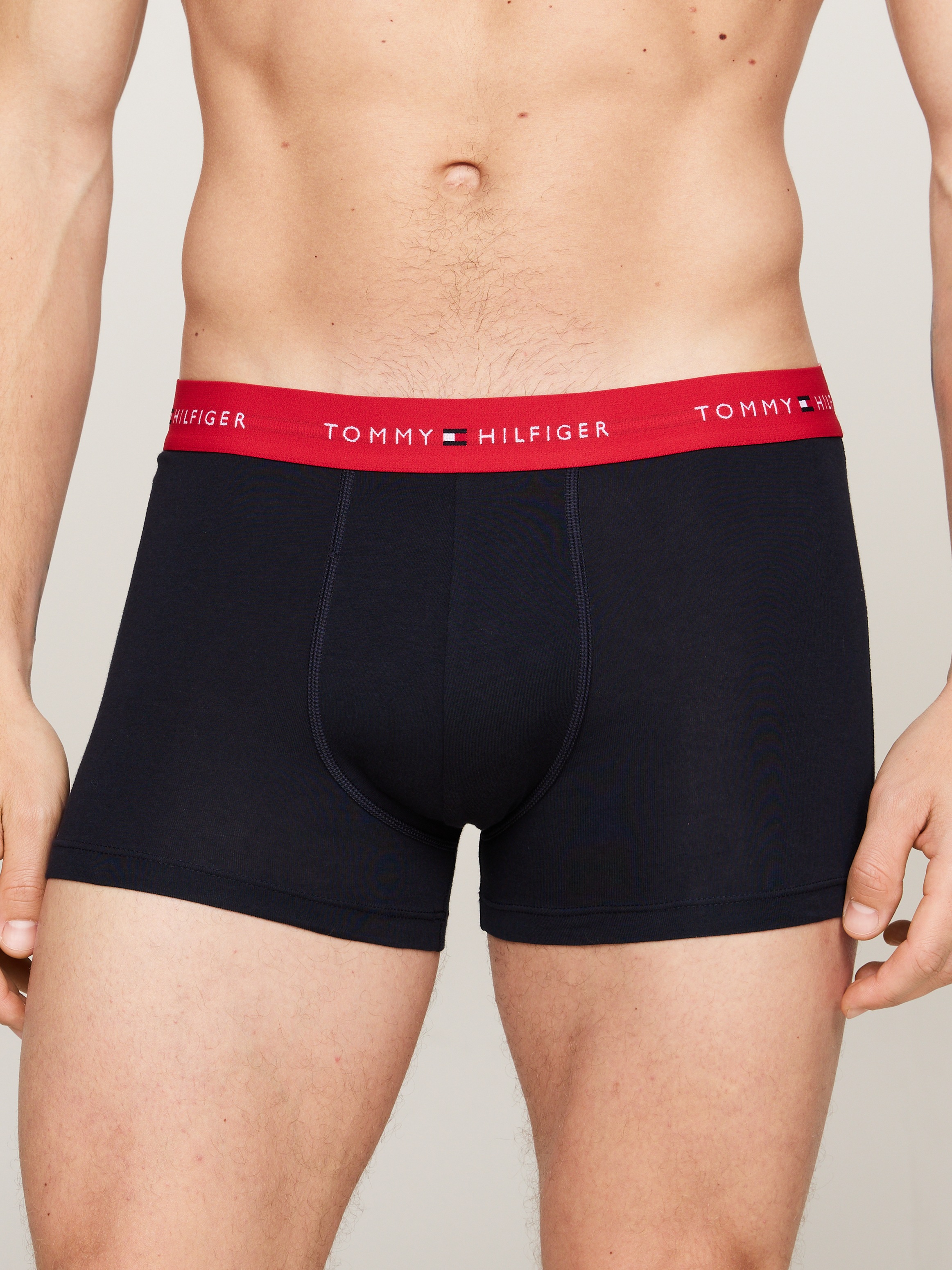 Tommy Hilfiger Underwear Boxer »TRUNK 3 PACK«, (3 St.), mit kontrastfarbenem Logobund