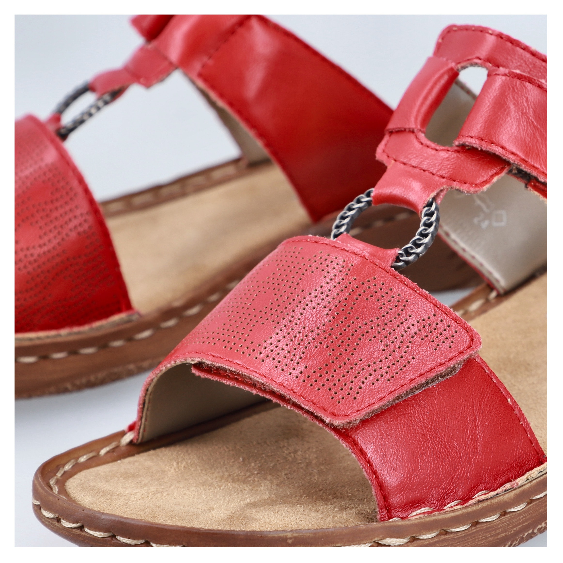 Rieker Pantolette, Sommerschuh, Schlappen, Urlaubschuh, Klettschuh mit Perforation