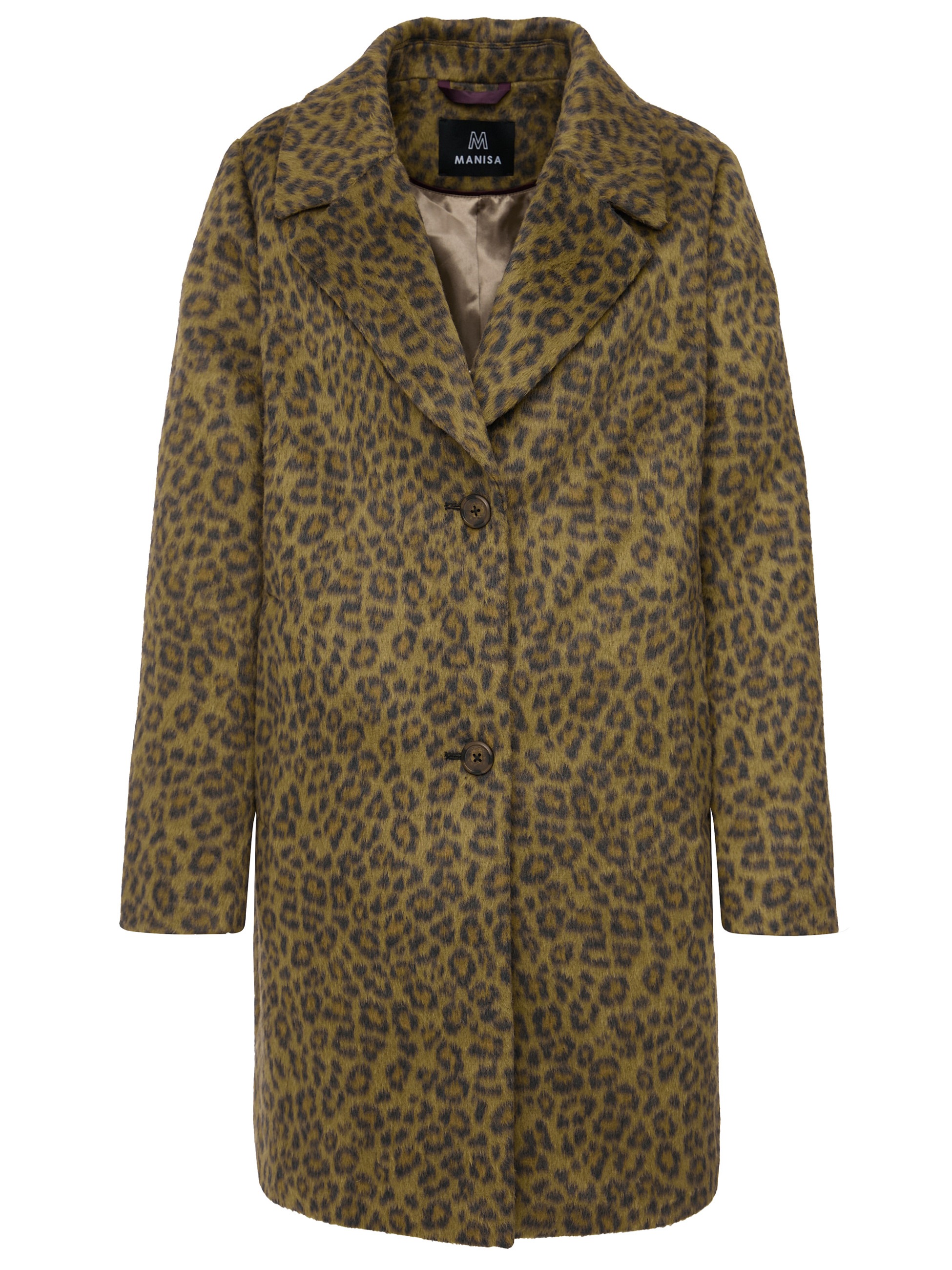 MANISA Fellimitatmantel, mit Animal-Print und Reverskragen