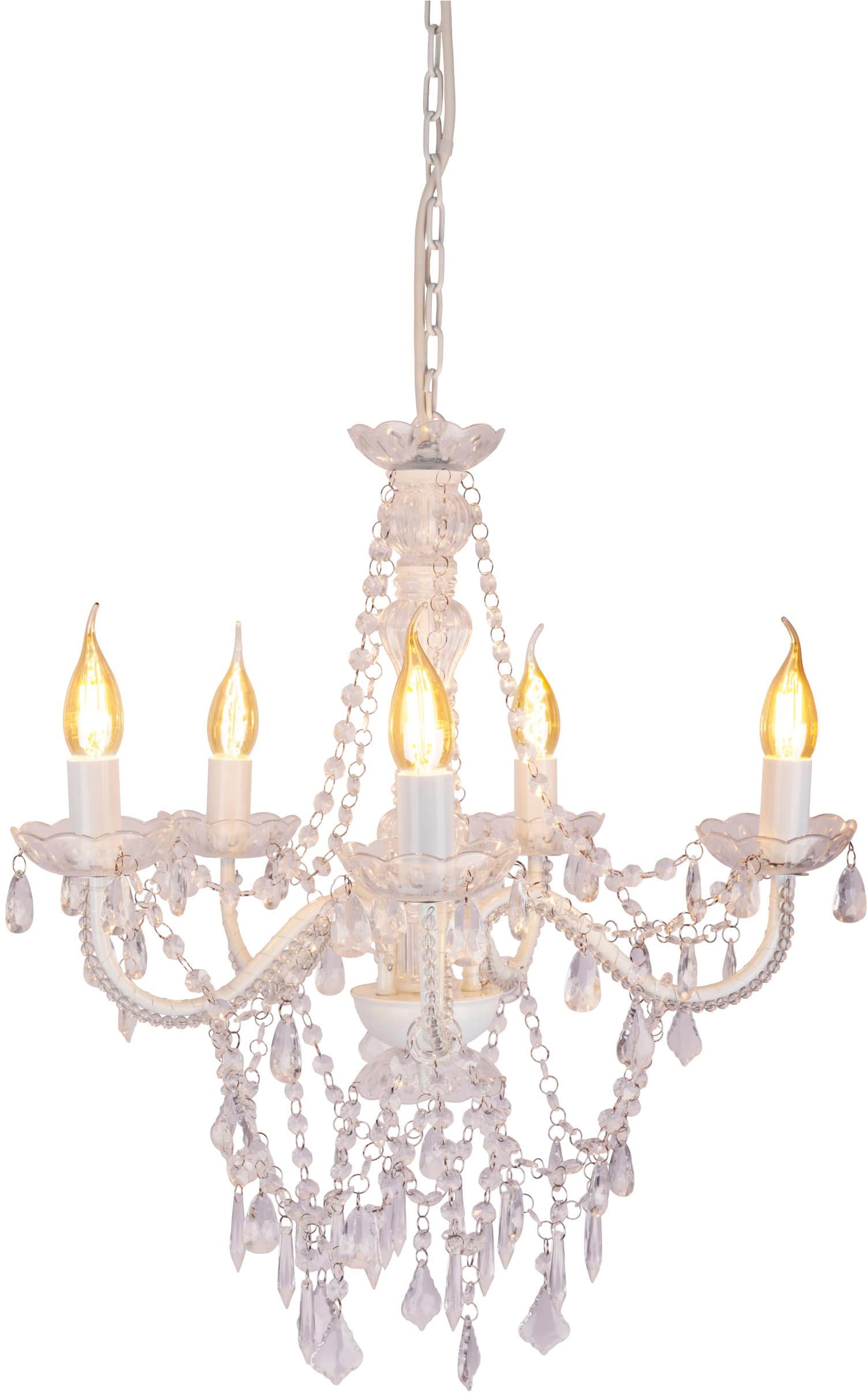 näve Pendelleuchte »5er Krone "CECILIA" D: 52 cm weiß« E14 1 Stk. elegantes günstig online kaufen