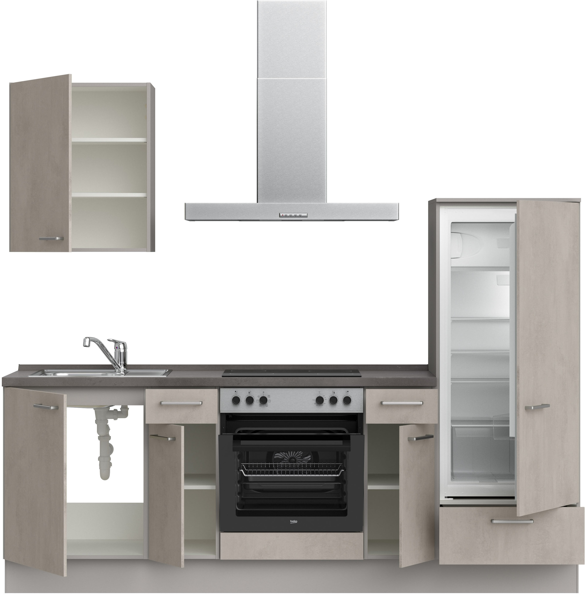 nobilia® Küchenzeile »"Riva I"«, vormontiert, Ausrichtung wählbar, Breite 240 cm, wahlw. mit E-Geräten