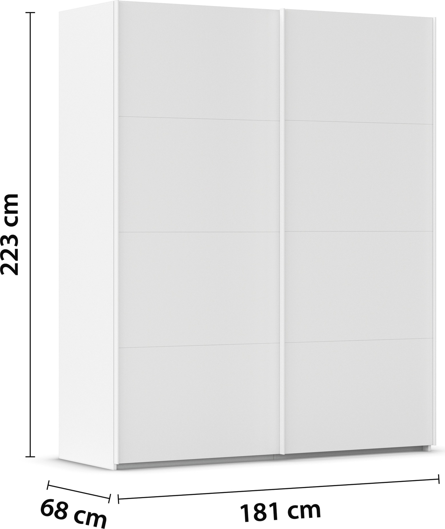 rauch Schwebetürenschrank »Kleiderschrank Schrank Garderobe Schlafzimmerschrank EVELYN«, in elegantem Stil, in 5 Breiten, Griffe in Korpusfarbe MADE IN GERMANY