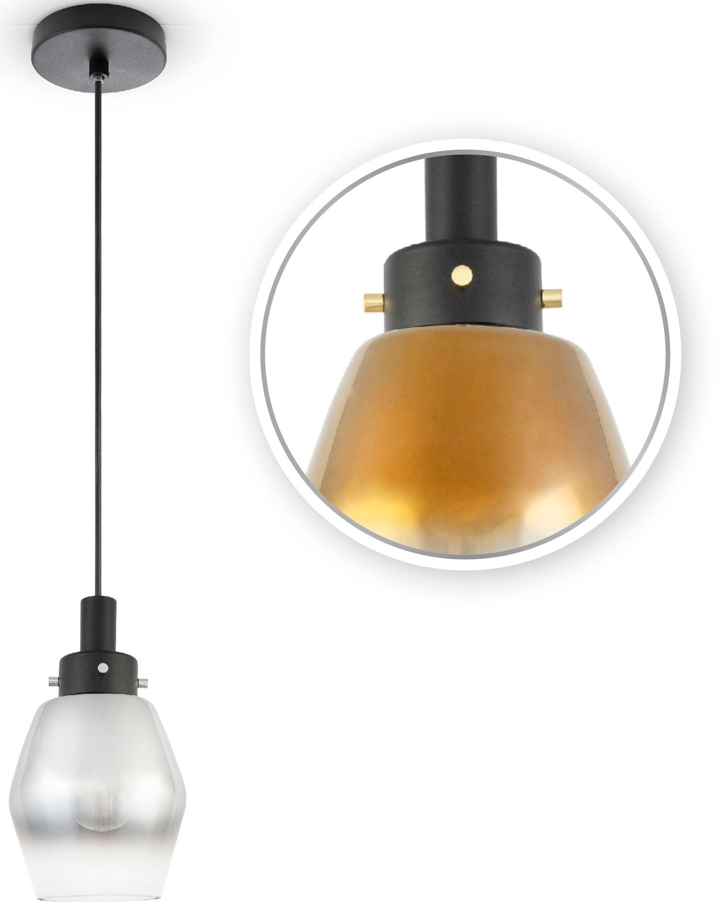 Paco Home Pendelleuchte »DORA«, Leuchtmittel E27 | ohne Leuchtmittel, Hängelampe Pendelleuche Glas Esstisch Industriell Vintage E27 Modern