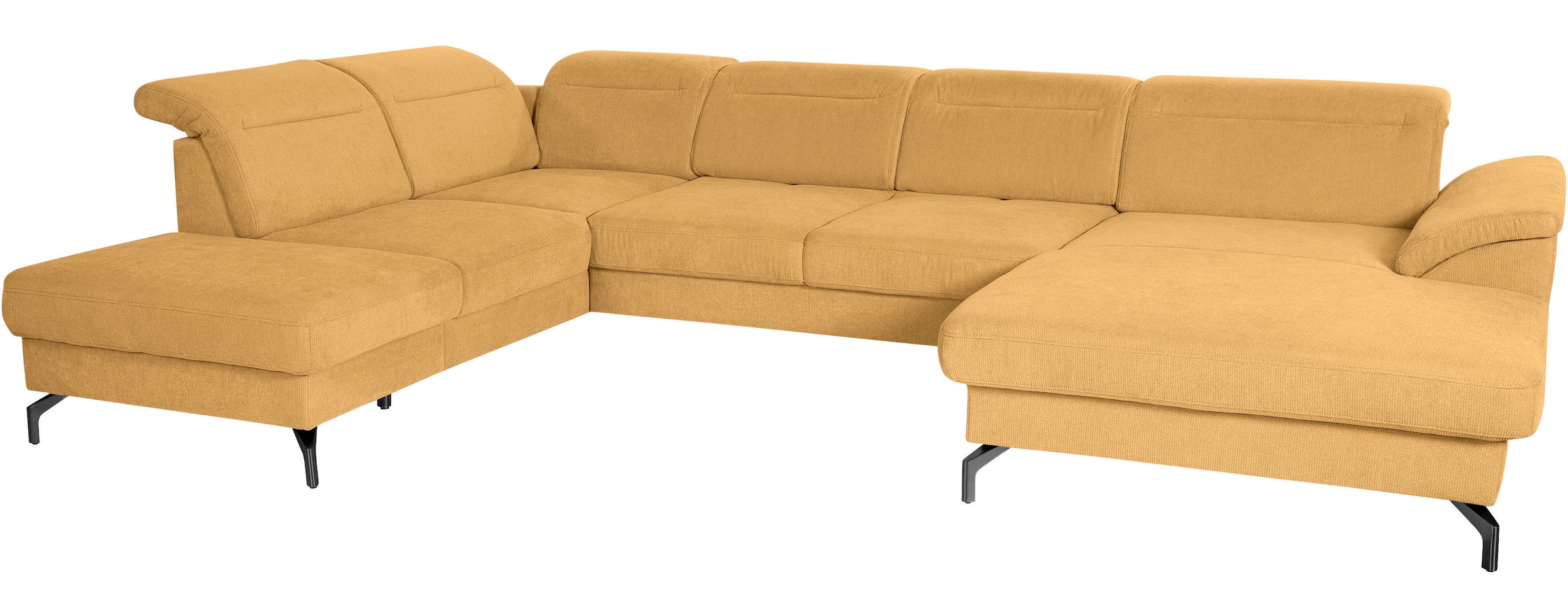 sit&more Wohnlandschaft »Percy U-Form«, 15 cm Fußhöhe, Sitztiefenverstellung, wahlweise in 2 Fußfarben