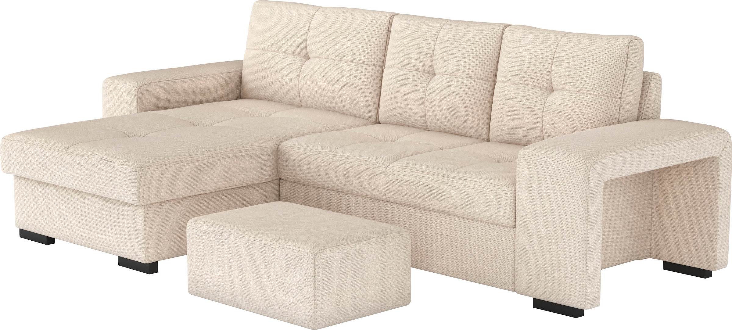 COTTA Ecksofa »Mattina L-Form«, mit Hocker, wahlweise mit Bettfunktion & Bettkasten