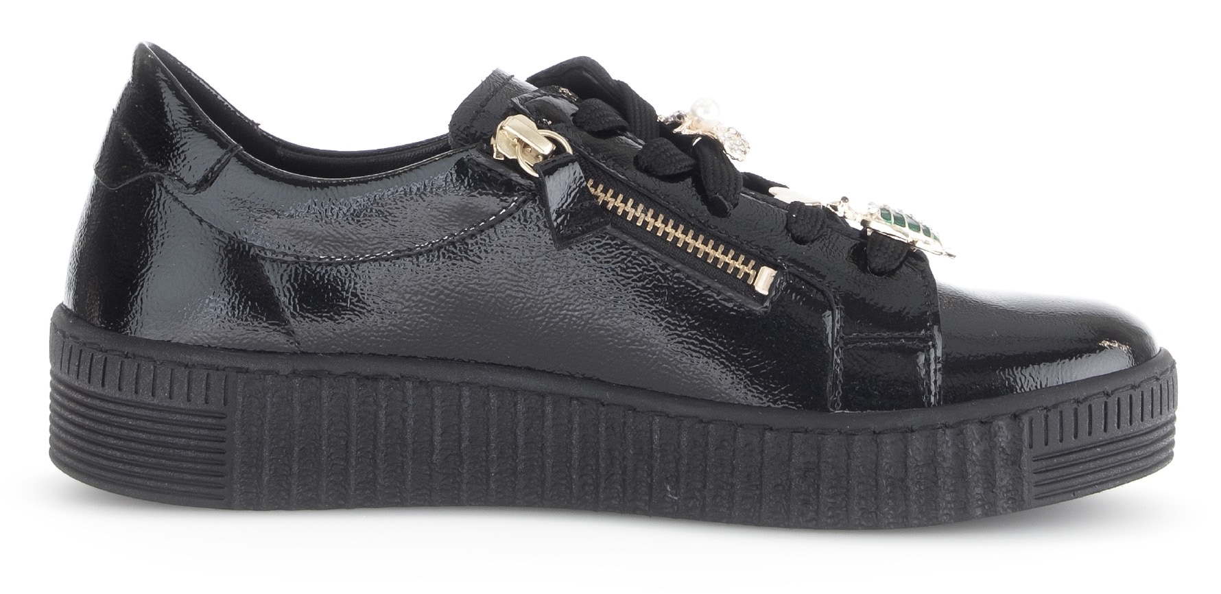 Gabor Plateausneaker, Freizeitschuh, Halbschuh, Schnürer mit edlen Schmuck-Motiven