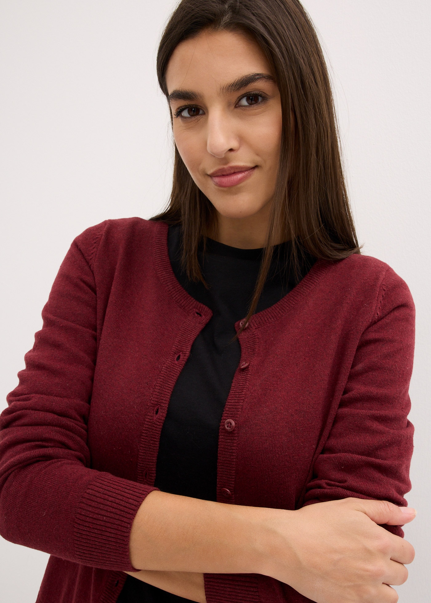 bonprix Strickjacke gerade Passform, unifarben, aus Baumwollmischung, mit Knopfleiste