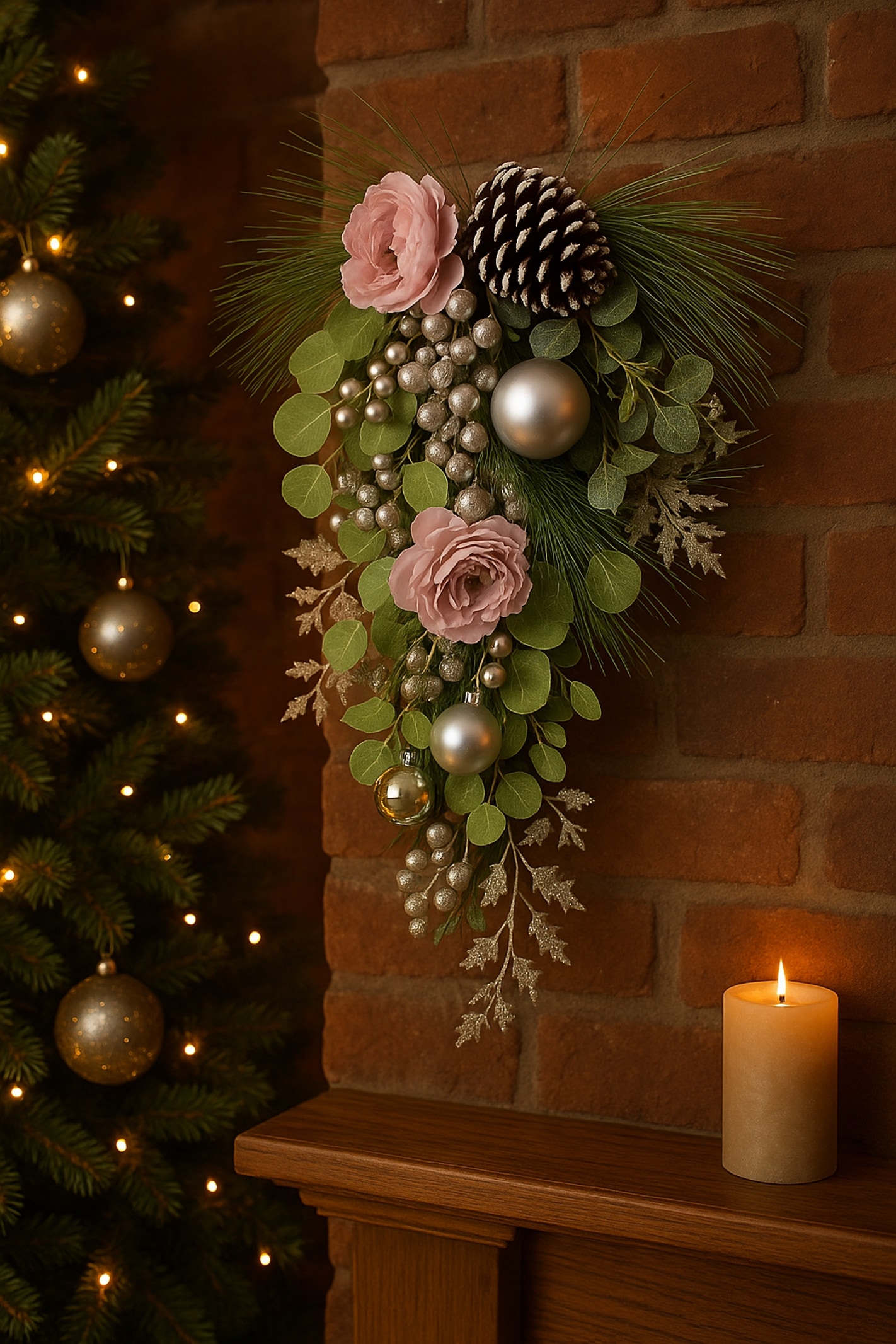 I.GE.A. Kunstblume »Wandhänger Päonie/Beeren«