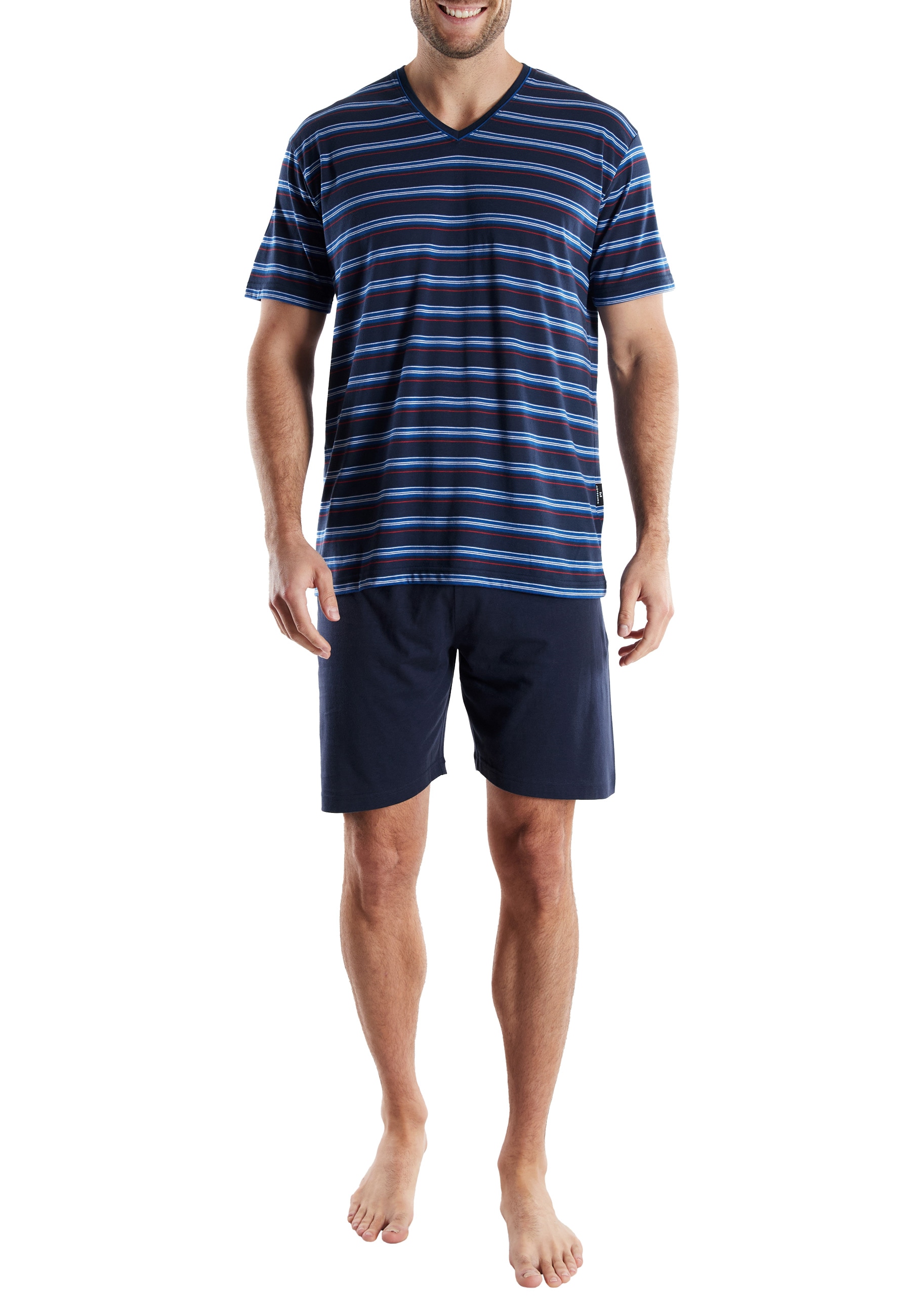 GÖTZBURG Shorty »Midtown« gestreift, kurz, V-Ausschnitt, Baumwollmix