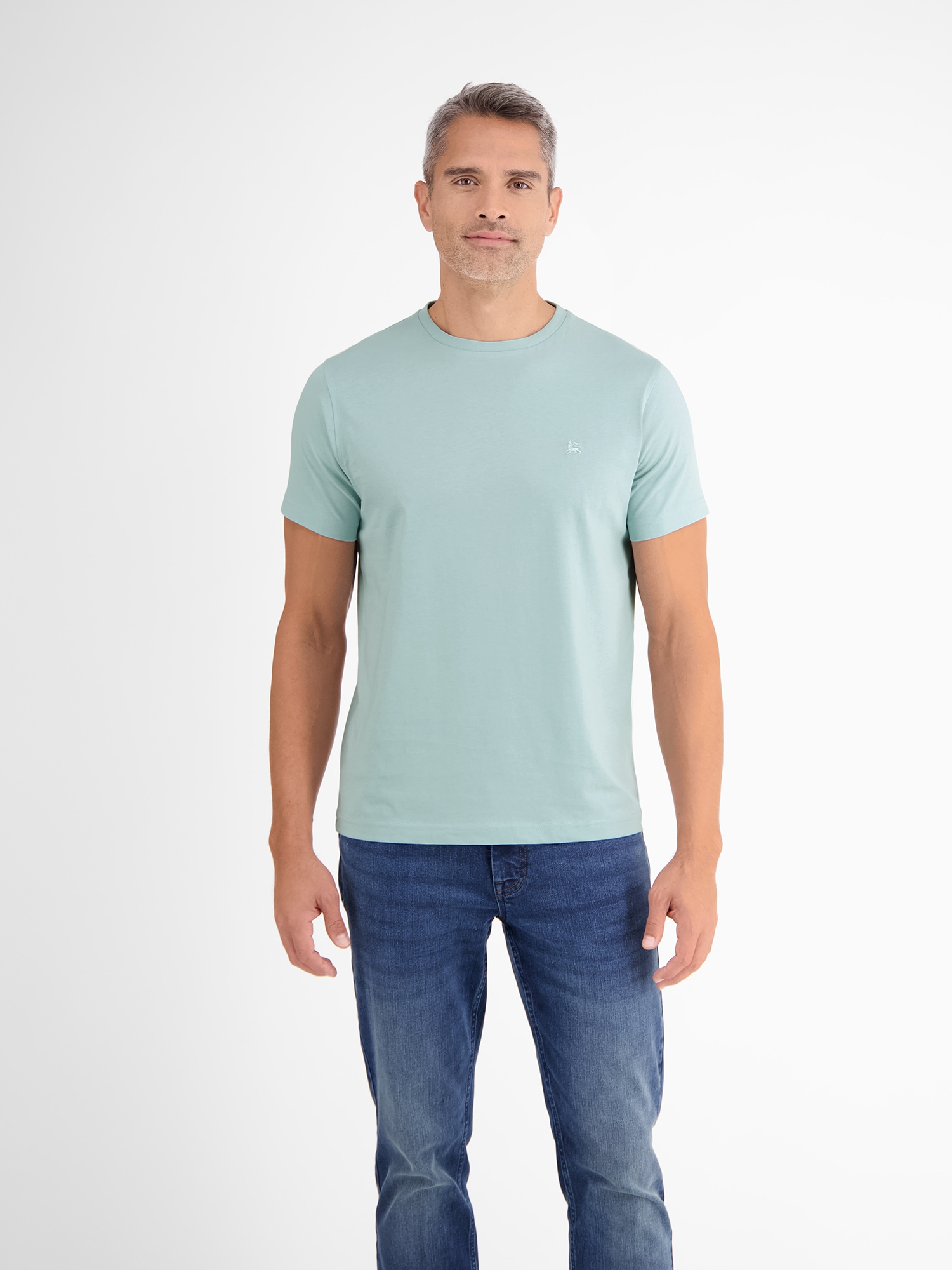 LERROS T-Shirt »Basic T-Shirt mit Logostitch, unifarben«
