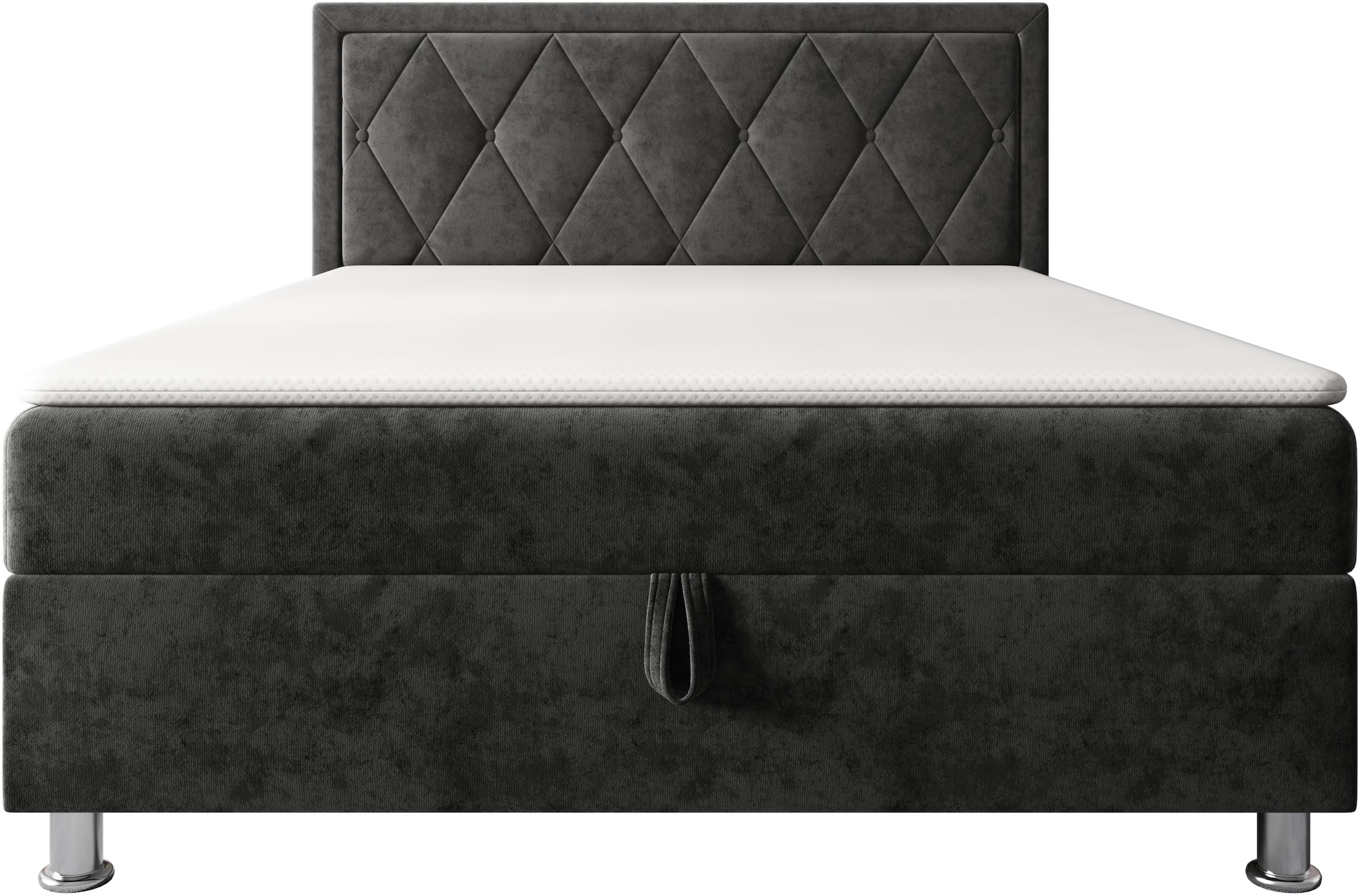 OTTO home Boxbett »EMILLIAN, Polsterbett mit Bettkasten und Taschenfederkernmatratze H3« mit Kaltschaumtopper, Chenille-Bezug, Liegefläche 140x200 cm