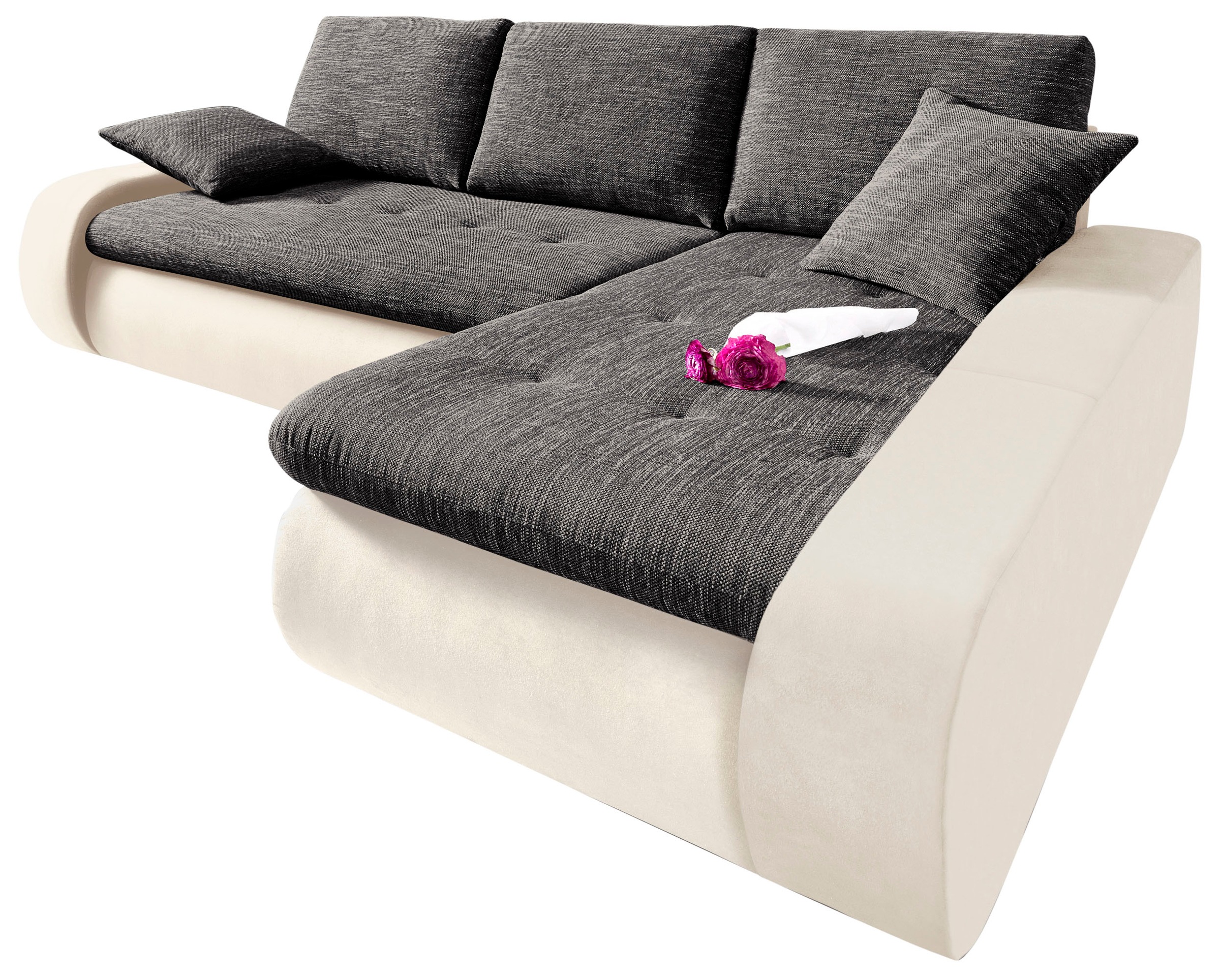 TRENDMANUFAKTUR Ecksofa »Indie, modern und bequem, Materialmix, L-Form«, wa günstig online kaufen