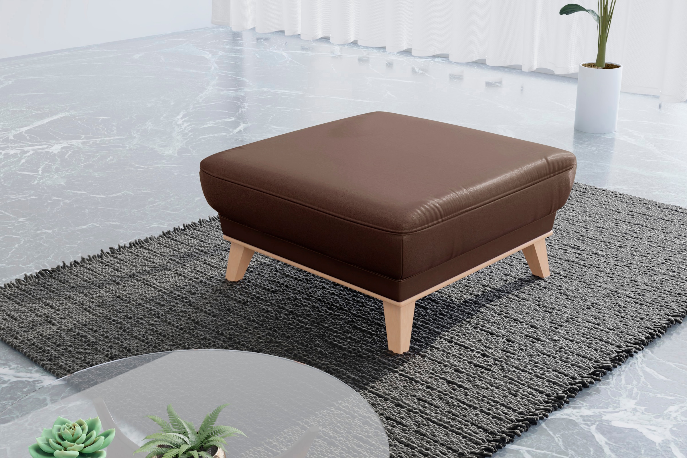 sit&more Polsterhocker »Lavida«, Mit elegantem Holzrahmen günstig online kaufen