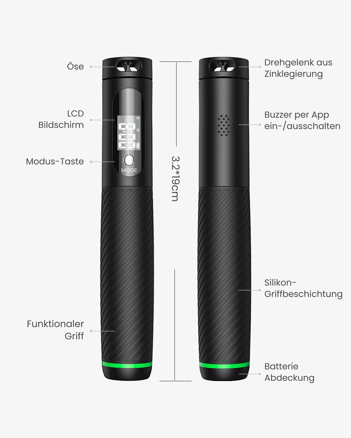 Renpho Springseil »Smartes Springseil 2-in-1 Q008« Smart, gewichtet, verschleißfest, Display, Zähler, App, 2-in-1
