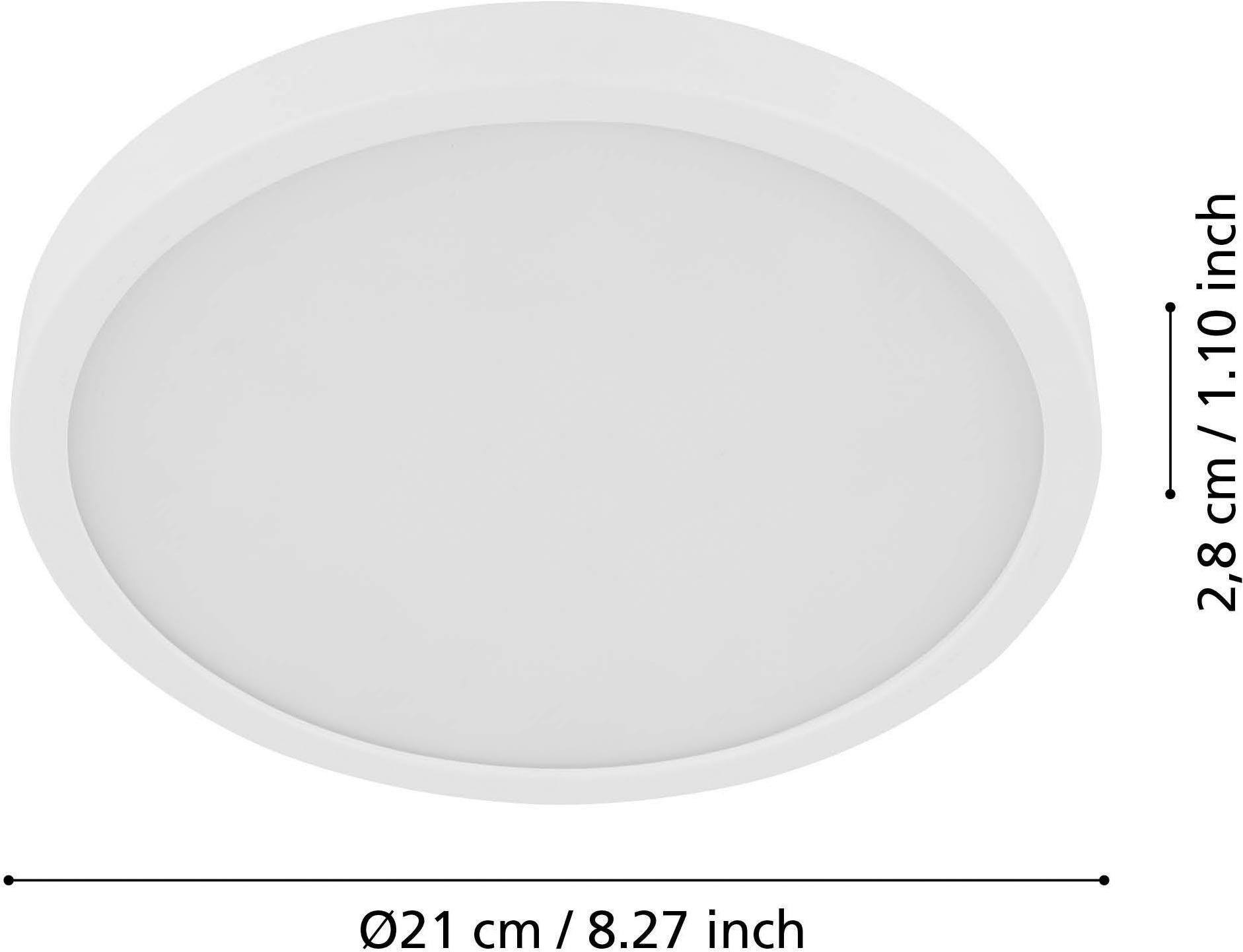 EGLO Aufbauleuchte »Fueva 5 Deckenlampe, Aufbaulampe, Kunststoff und Metall, Flurlampe« LED-Modul 1 Stk. Warmweiß Aufbauleuchte - H2,8 x Ø21 cm - weiß - 17W inkl.