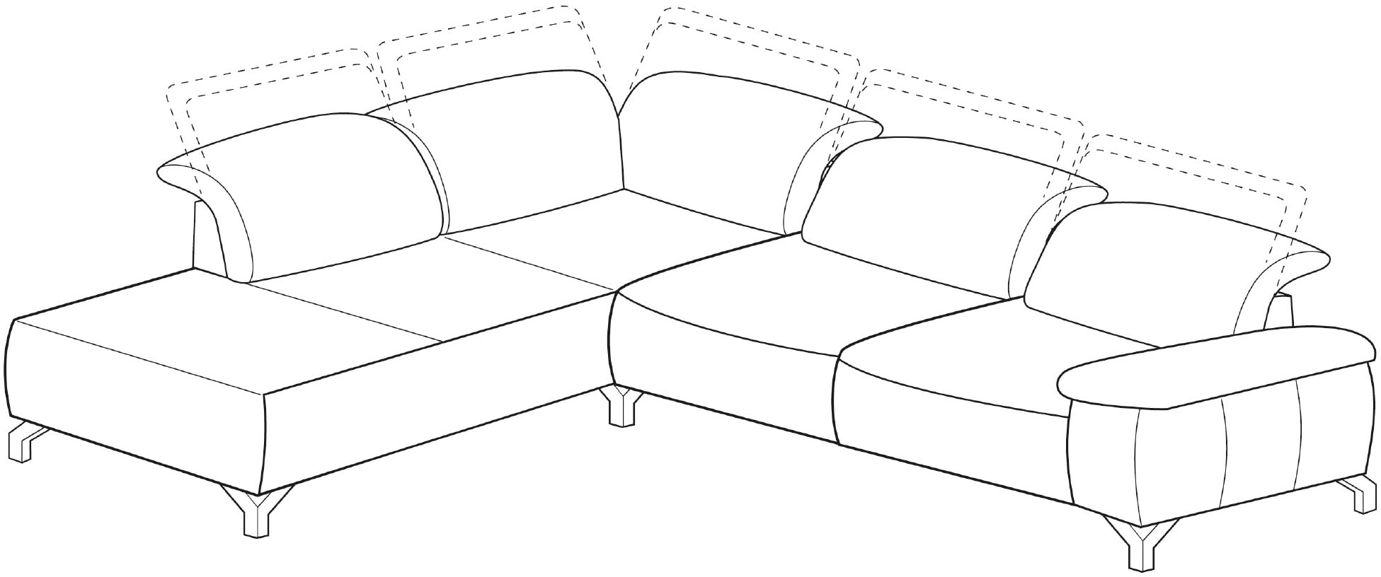 Musterring Ecksofa »MR370« Edles Leder in 3 Farben, Sitzkomfort nach Wahl, Maße 288 x 241 cm