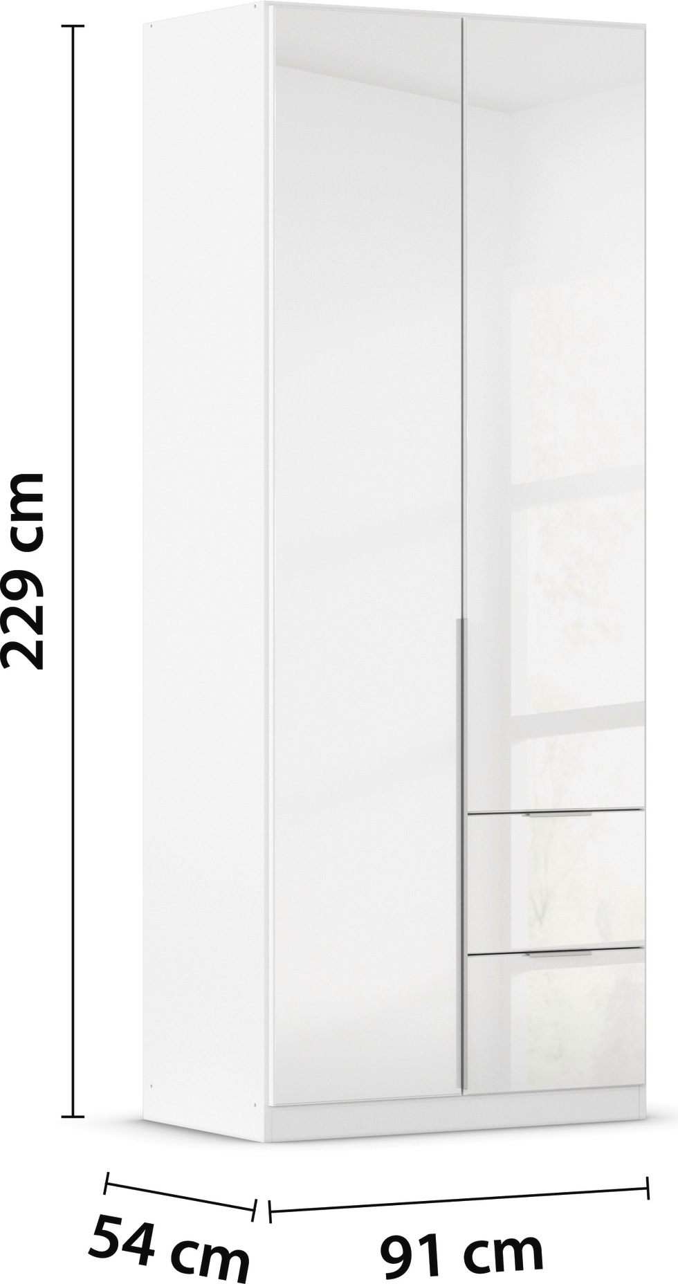 rauch Drehtürenschrank »Kleiderschrank Kleiderschränke Schrank Garderobe AGORDO mit Glasfront«, mit Außenschubkästen, in 6 Breiten und 2 Höhen MADE IN GERMANY