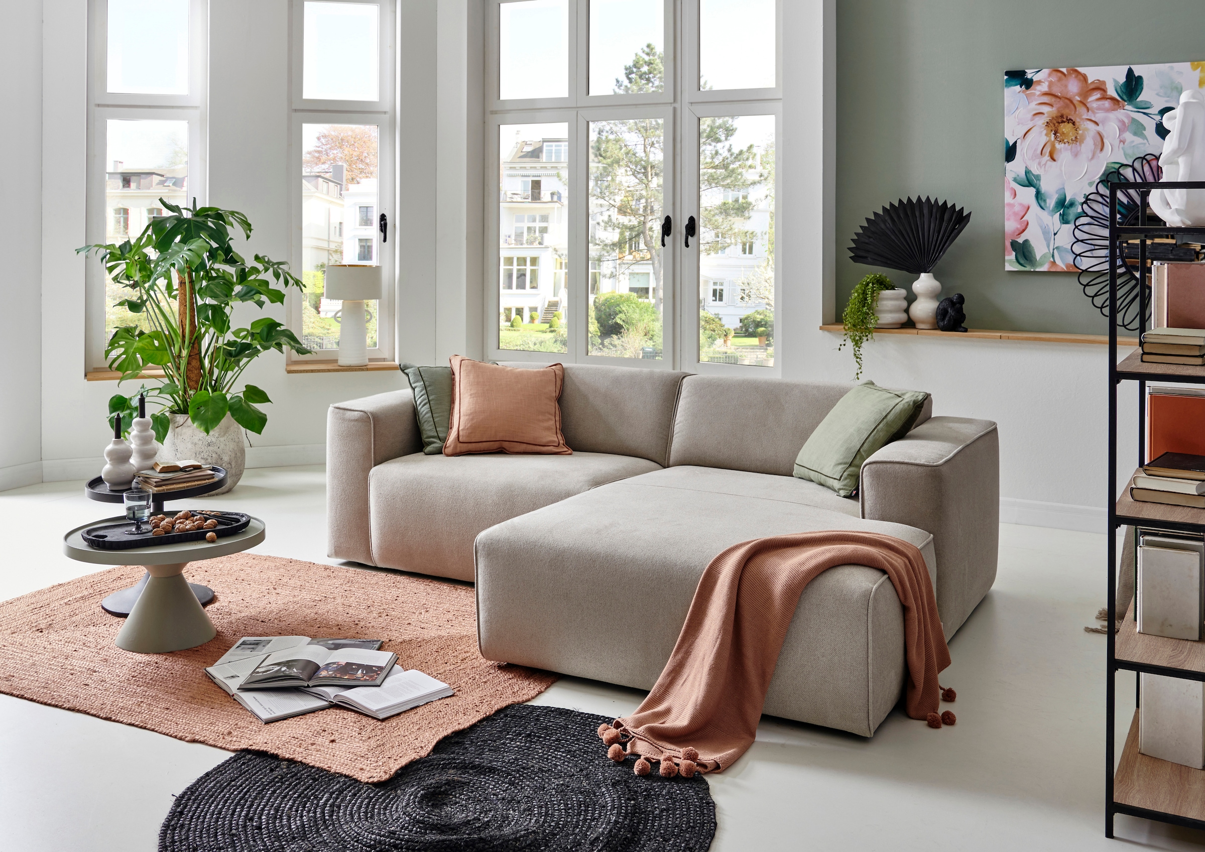 andas Ecksofa »Noord mit Kedernaht, Breite 234 cm«, mit Kedernaht, Breite 234 cm, Cord, Struktur, Webstoff