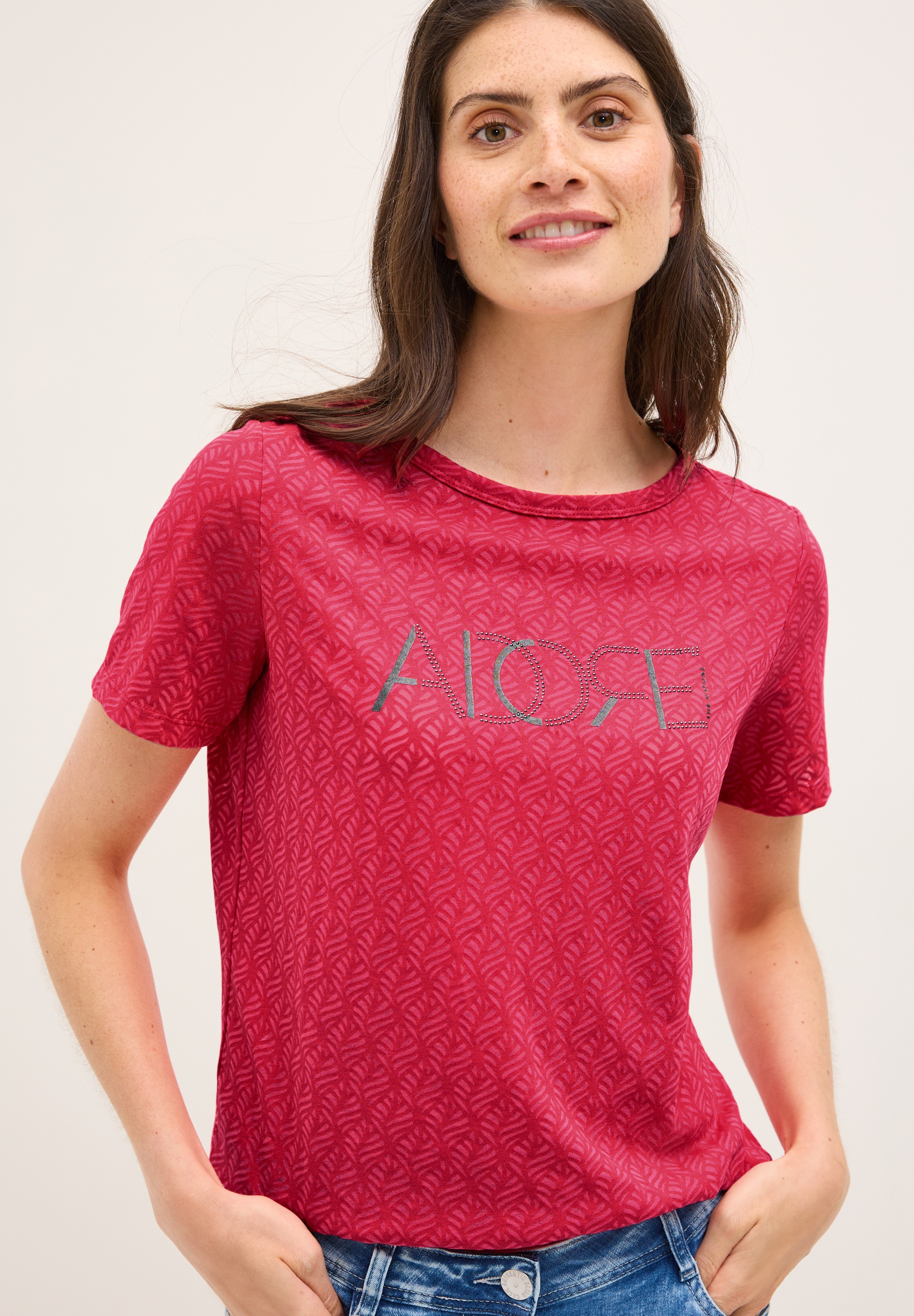 Cecil T-Shirt, in Ausbrenner-Optik mit Wording