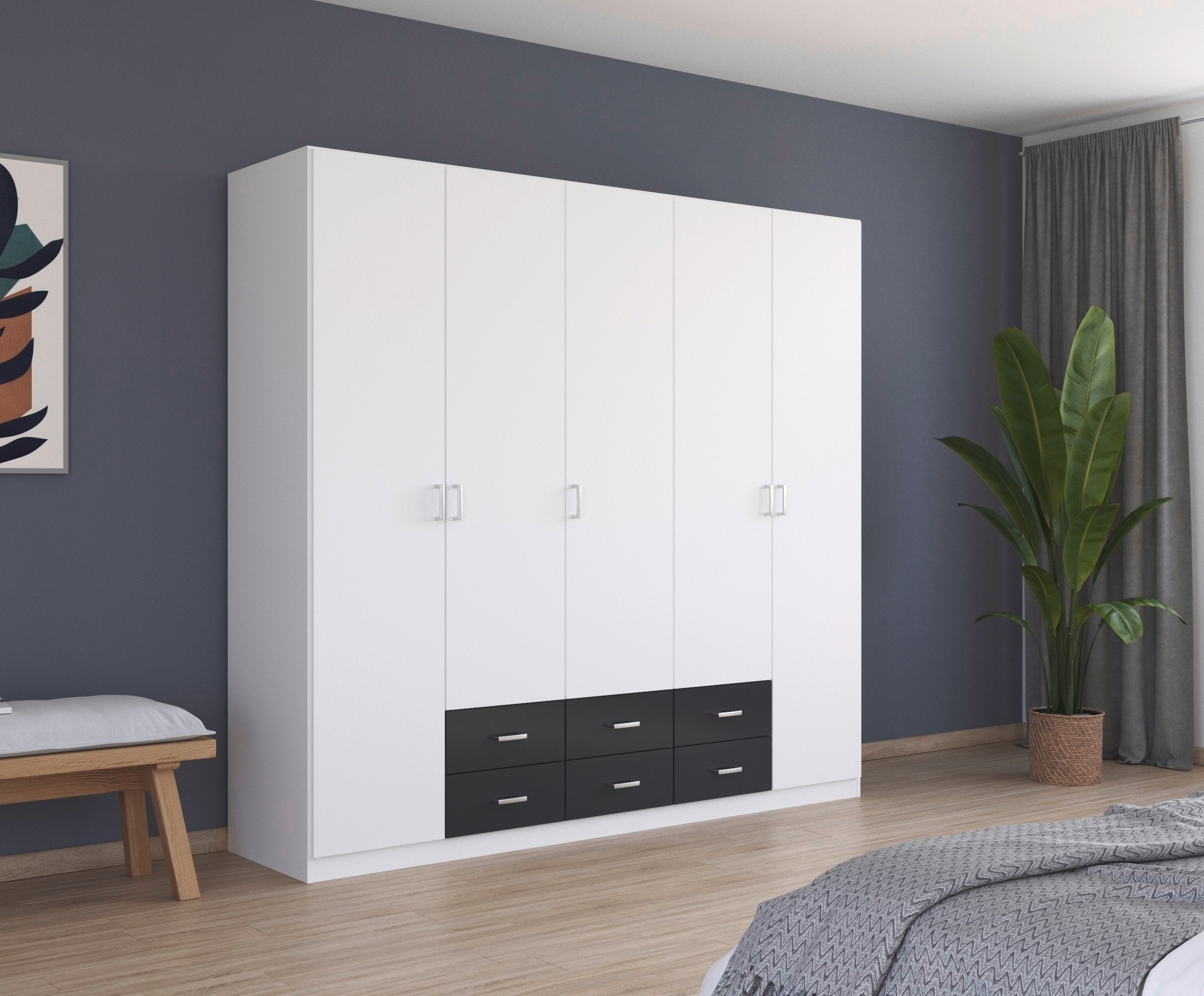 rauch Drehtürenschrank »Kleiderschrank Schrank Garderobe Wäscheschrank GAMMA in 3 Breiten«, mit 6 Schubladen, in schlichtem Design TOPSELLER MADE IN GERMANY