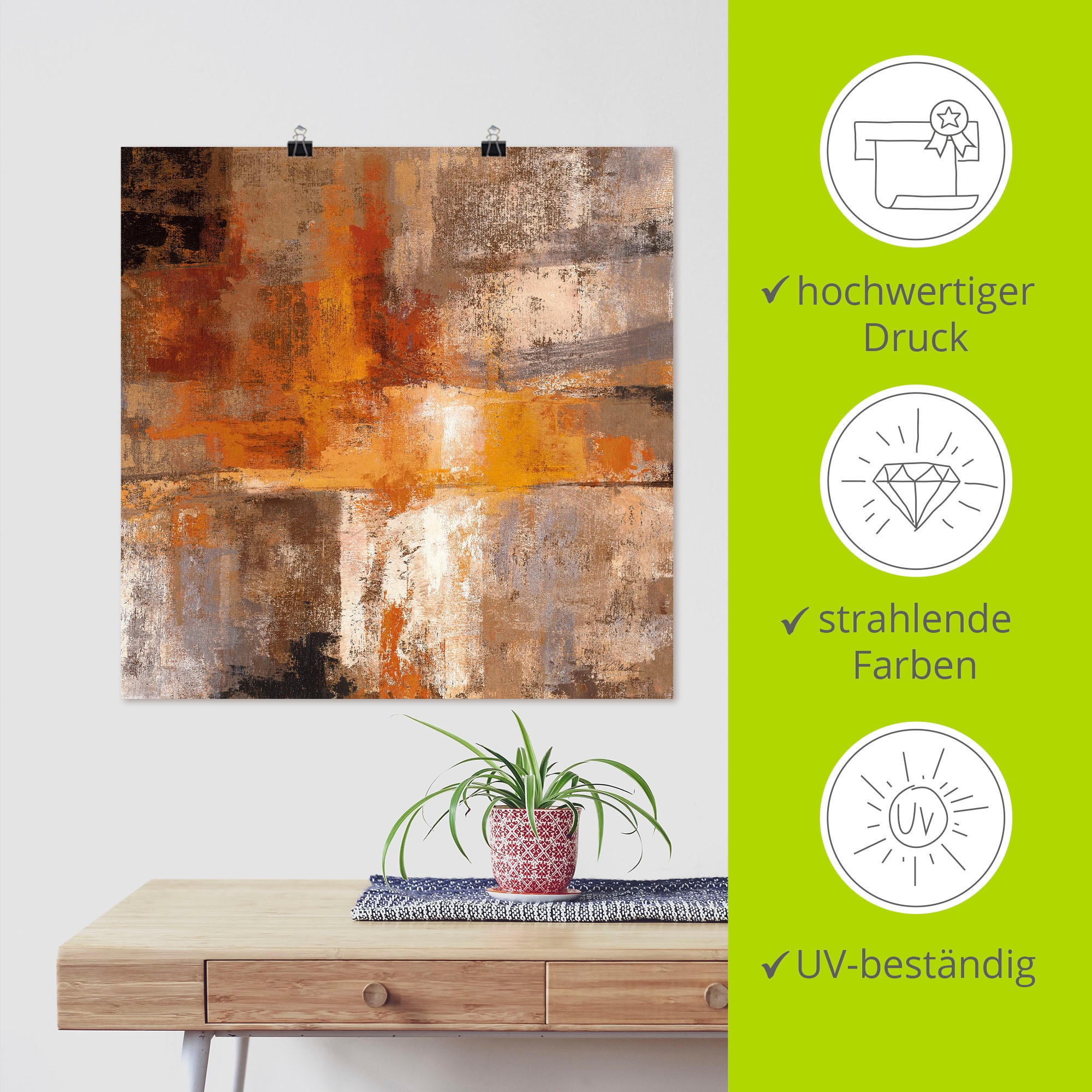 Artland Wandbild »Silber und Bernstein Ernte«, Gegenstandslos, (1 St.), als Leinwandbild, Poster in verschied. Größen