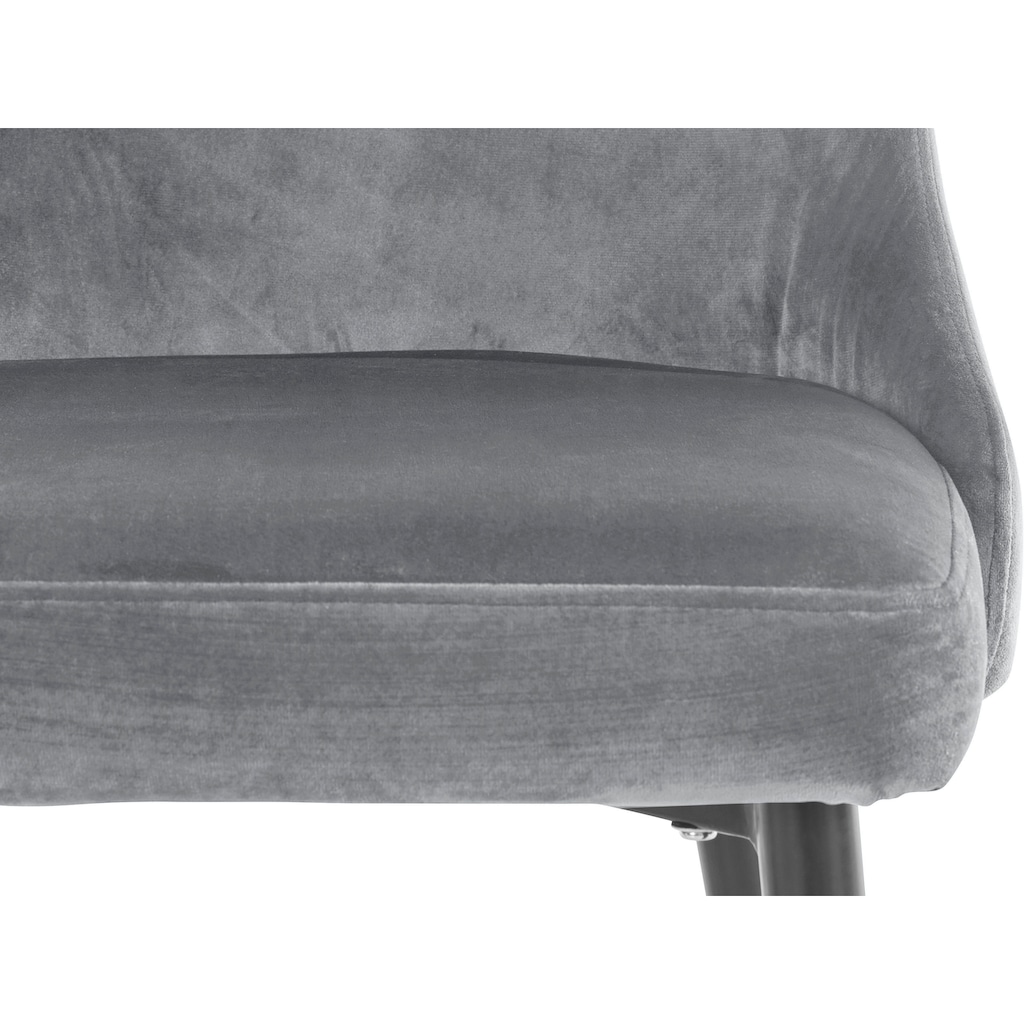 Leonique Esszimmerstuhl »Lonessa« (2 Stück). Mit Steppung und Knöpfen an der Rückenseite, mit einem schwarz/goldfarbenen Metallgestell, in verschiedenen Farbvarianten erhältlich, Sitzhöhe 49 cm