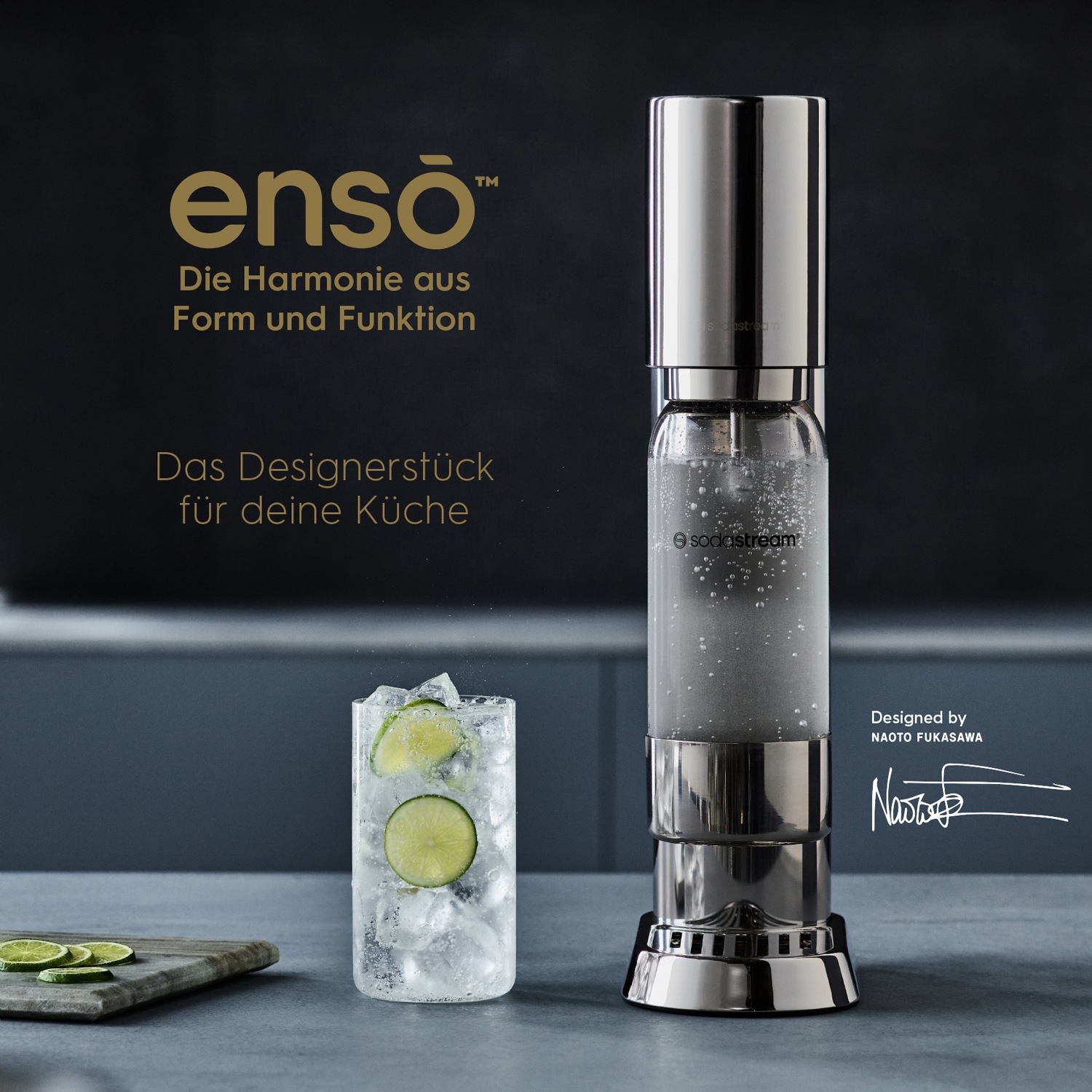 SodaStream Wassersprudler »ENSO, metall, Standard Pack, inkl. 1x Kunststoffflasche 1 l + 1x QC«, (Set, 3 tlg.)