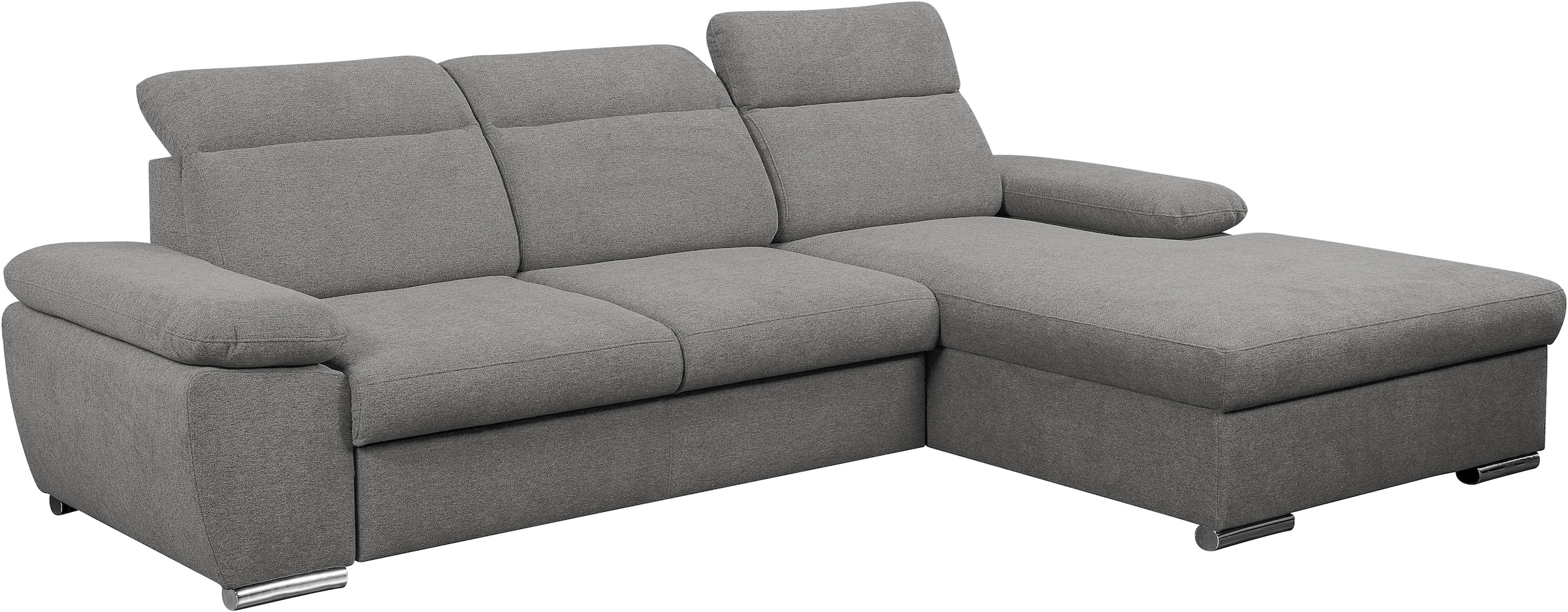 WERK2 Ecksofa »Palma 282 x 185 cm mit Bett & Bettkasten, Kopfteilverstellung, bequem« Strukturstoff, L-Form, XXL, Schlaffunktion, Bettkasten