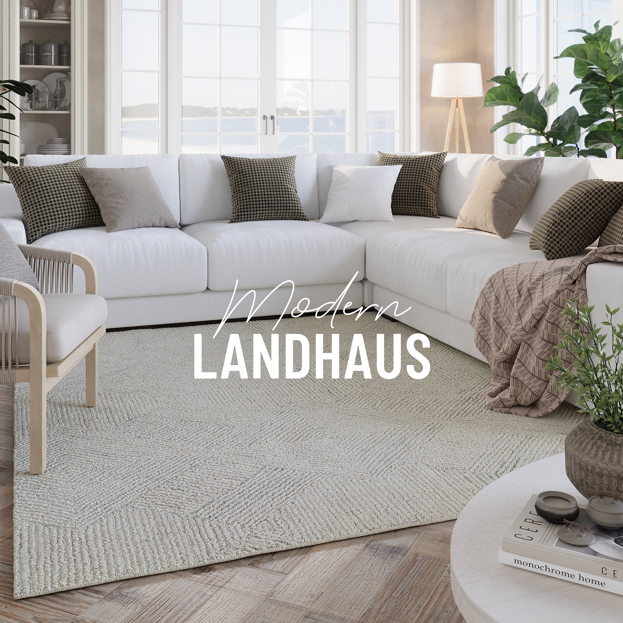Wecon home Teppich »Hamptons THIRTYTHREE«, rechteckig, 15 mm Höhe, Läufer, Fasermix, Kurzflor, Wohnzimmer, elegant, robust, geometrisch