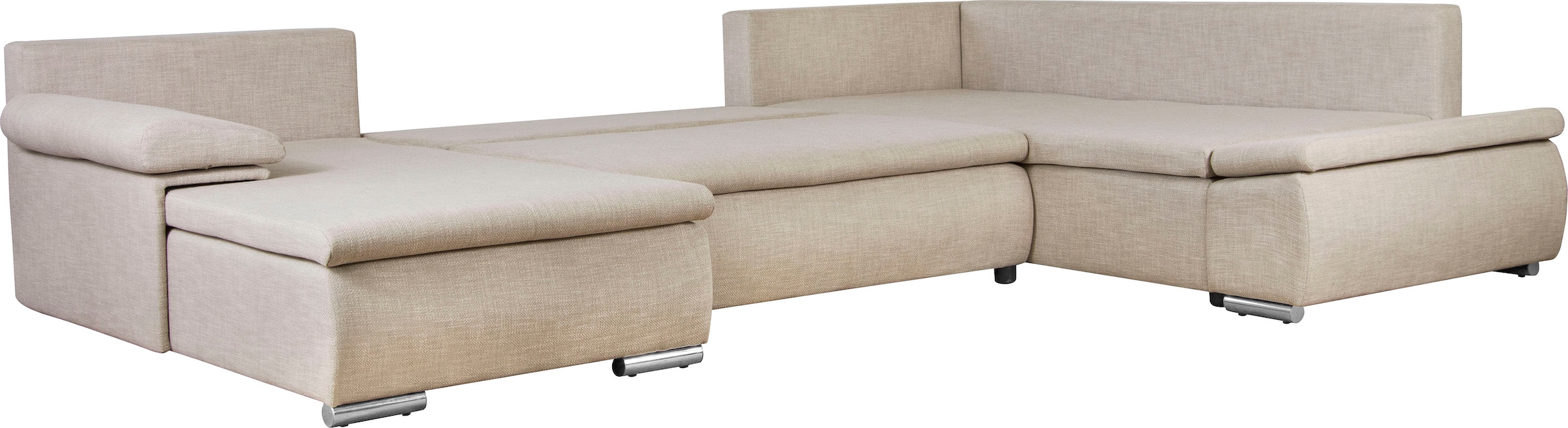 Home affaire Wohnlandschaft »Acra U-Form«, mit Bettfunktion und Bettkasten, in Mattenoptik