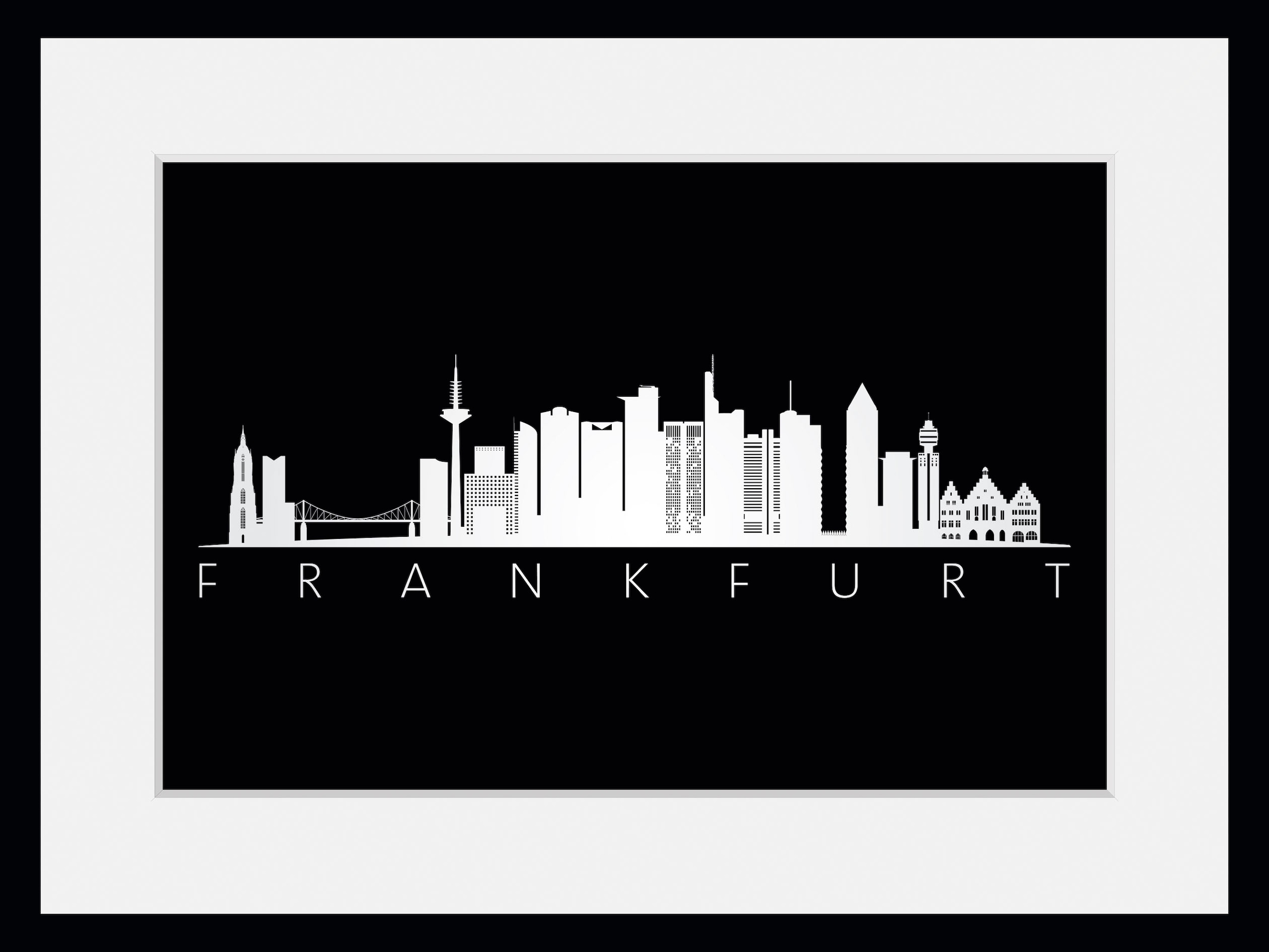 queence Bild »Frankfurt Skyline BLACK«, Städte-Schriftzug-Deutschland-Stadt günstig online kaufen