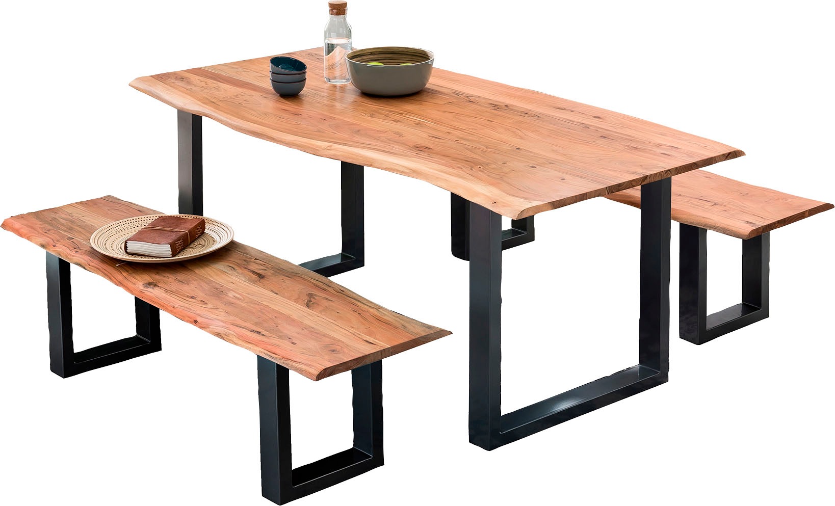 SIT Essgruppe Set, 1 Tisch und 2 Bänke, 3 Stk. tlg. Mit natürlicher Baumkan günstig online kaufen
