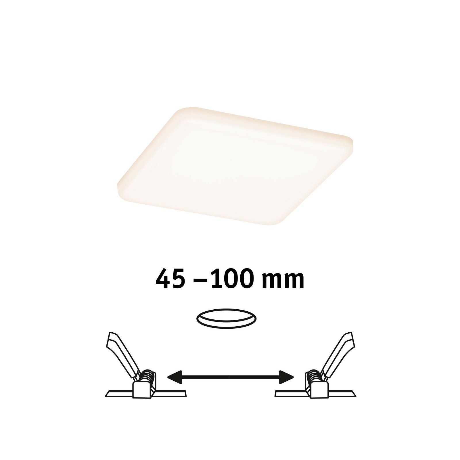 Paulmann LED Einbauleuchte »VariFit Veluna IP44 eckig 125x125mm 8,5W 650lm 3000K Satin«, 1 flammig, Einbaupanel