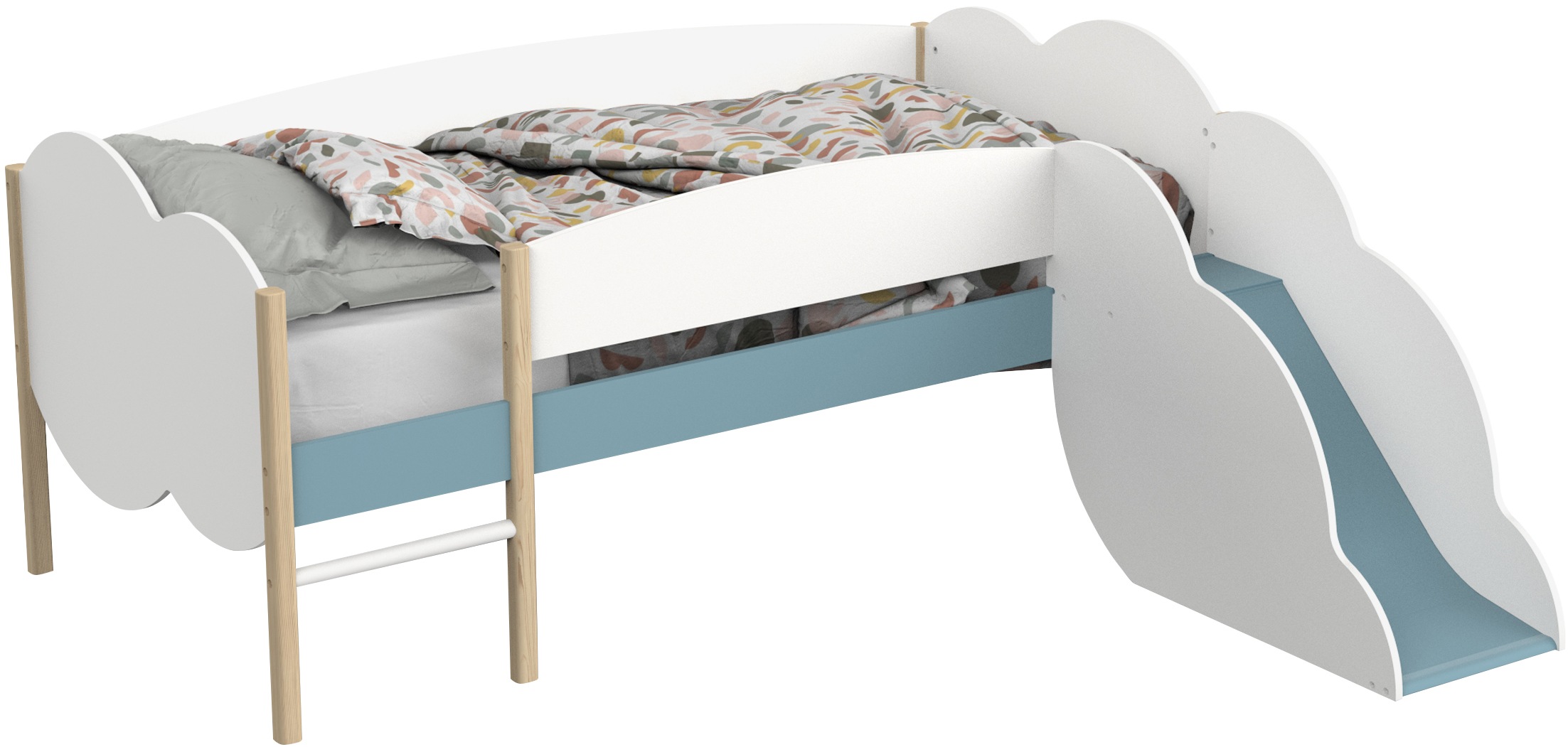 Demeyere GROUP Spielbett »Longane«, Kinderbett in Form von Wolken mit kleine Rutsche