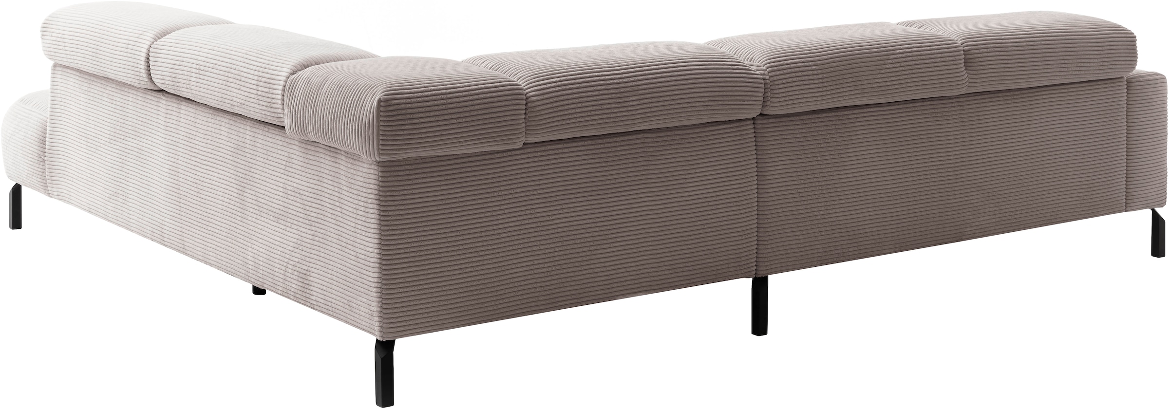 Home affaire Ecksofa »Antonelli, L-Form,  inkl. Kopfteilverstellung, Breite 276 cm« ohne Sitztiefenverstellung, in Cord, taupe