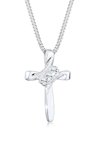 Elli Collierkettchen »Kreuz Modern mit Kristalle 925 Silber« kaufen