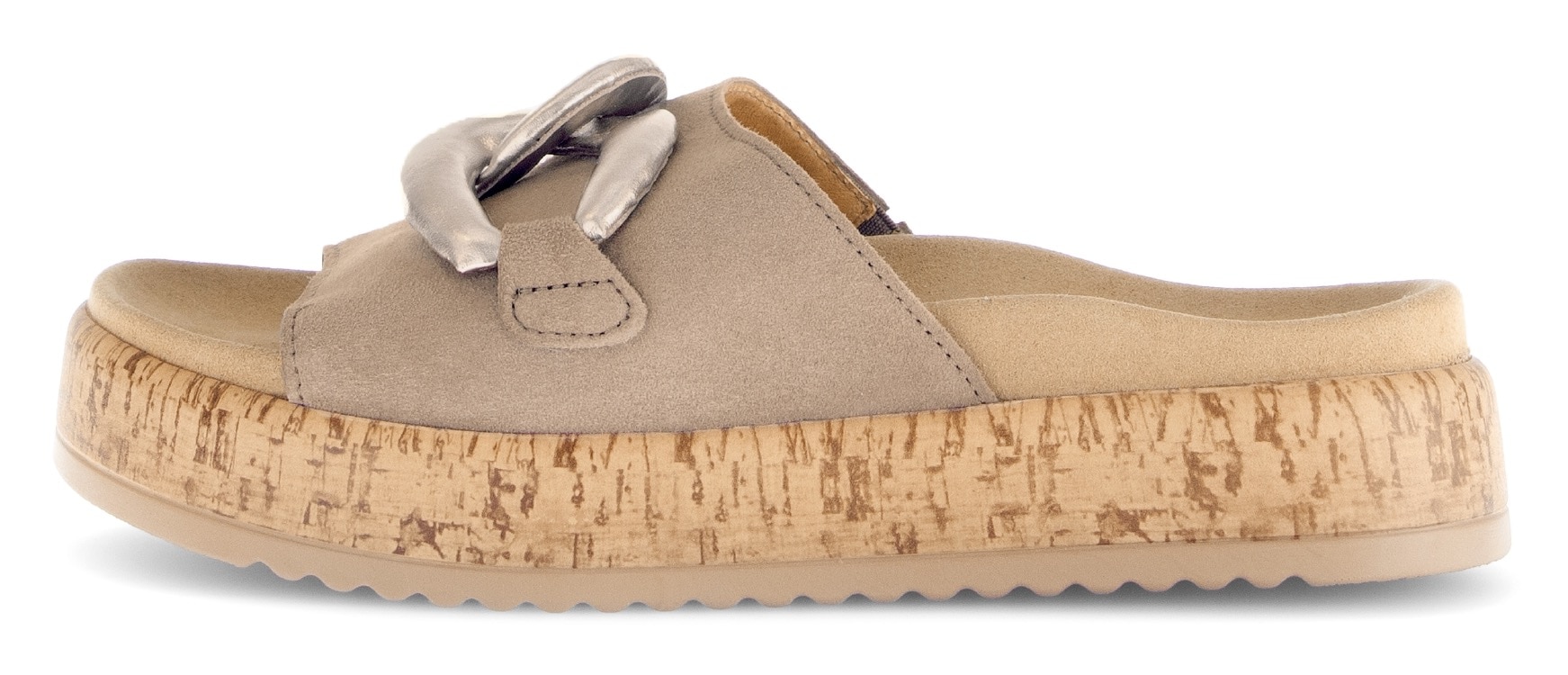 Gabor Pantolette, Plateau, Sommerschuh, Schlupfschuh mit bezogener Zierkette