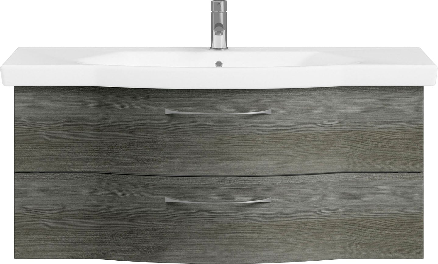 Saphir Badmöbel-Set »6005 Sprint Keramik-Waschtisch mit LED-Spiegelschrank, 122 cm breit«, (2 St.), Waschplatz inkl. Türdämpfer, 3 Türen, 2 Schubladen, Waschtisch Set