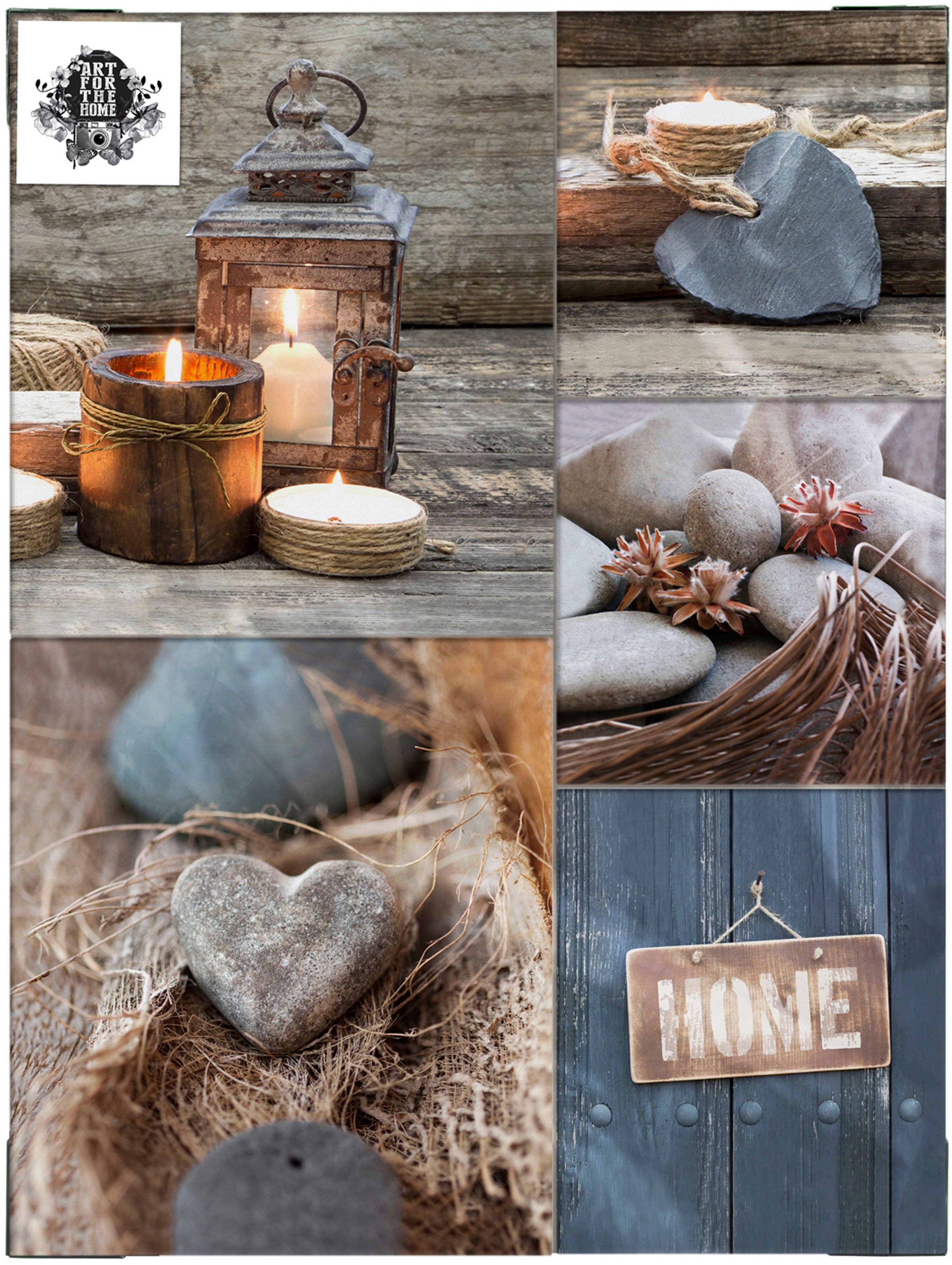 Art for the home Leinwandbild »Home« Natur | Zen 5 Stk. tlg. Zuhause SET 5-teilig   80x60 cm