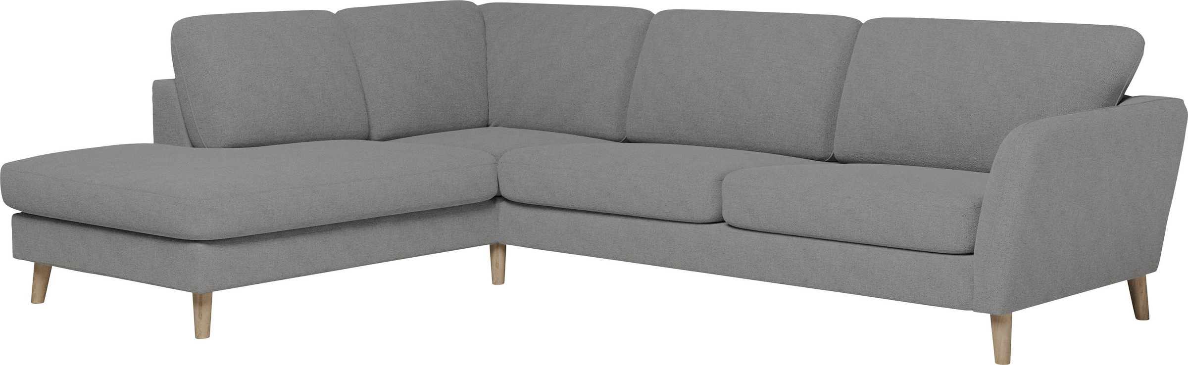 Home affaire Ecksofa »MARSEILLE 278/202 cm, L-Form, Ottom. rechts/links, verschiedene Bezüge«, Massivholzbeine Eiche, Landhausstil, Wellenunterfederung