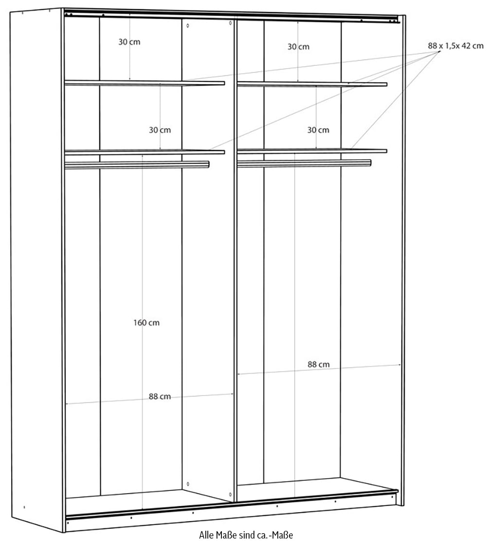 FORTE Schwebetürenschrank »Fittio, Made in Europe, 2 Schiebetüren, modernes Design«, Höhe 2,35 mtr, stehende Montage