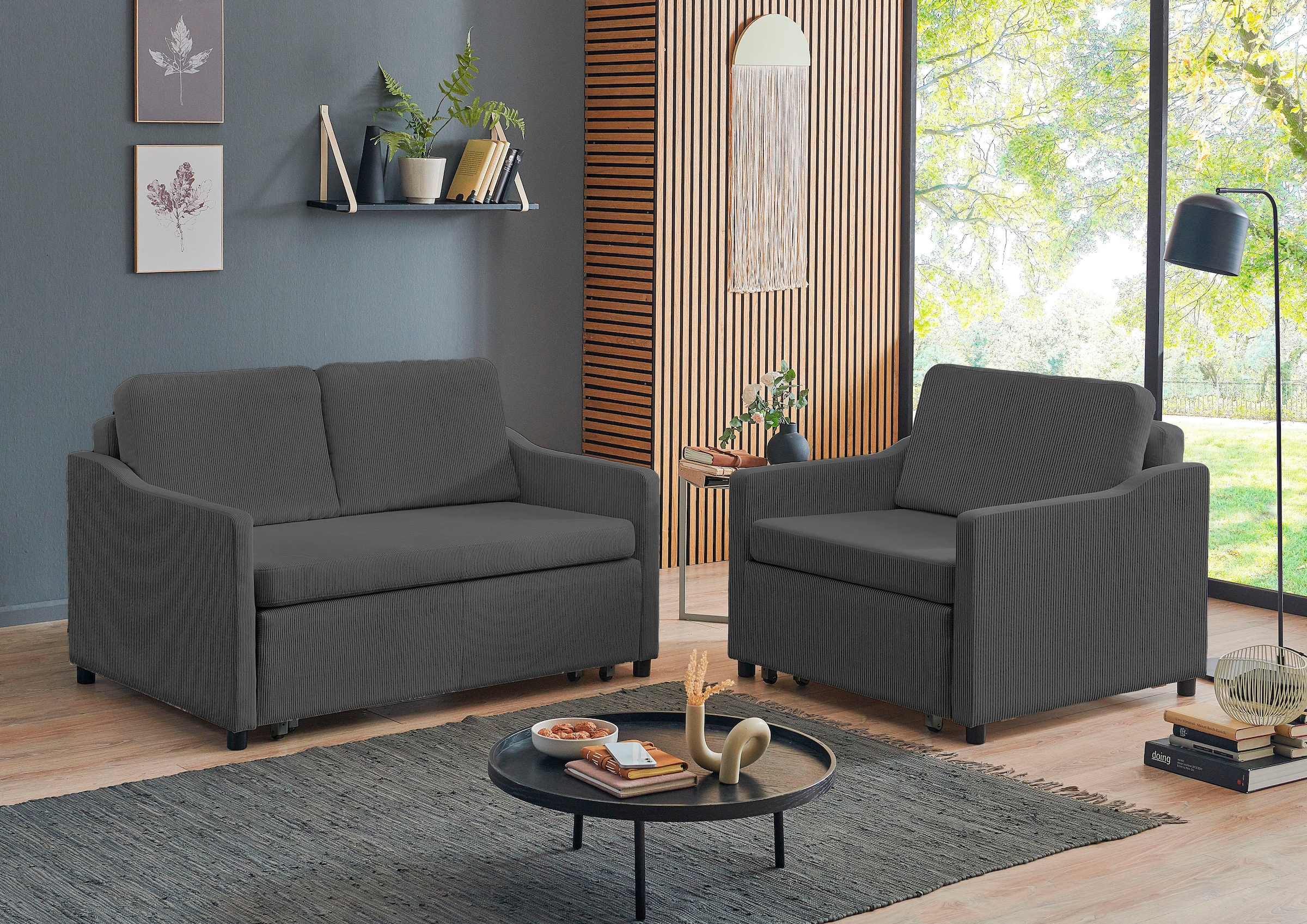 ATLANTIC home collection Schlafsofa »Anella«, mit Cord-Bezug, mit Schlaffunktion, frei im Raum stellbar