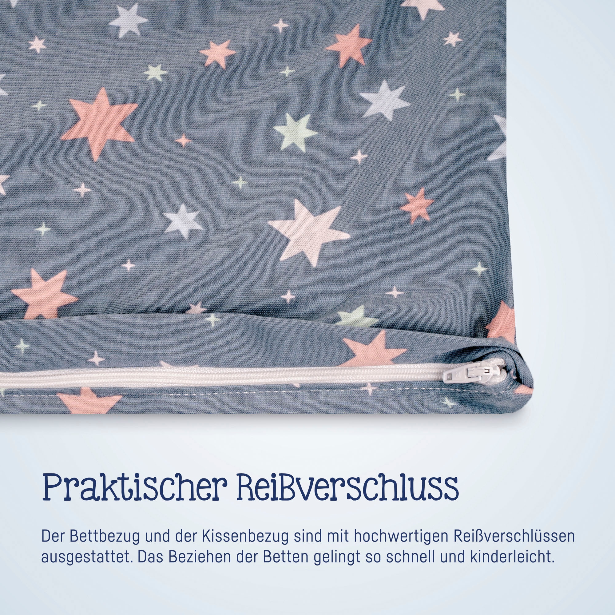 Julius Zöllner Kinderbettwäsche »Baby- und Kinderbettwäsche aus 100% Jersey-Baumwolle«, erhältlich in den Größen 80x80+35x40cm und 100x135+40x60cm