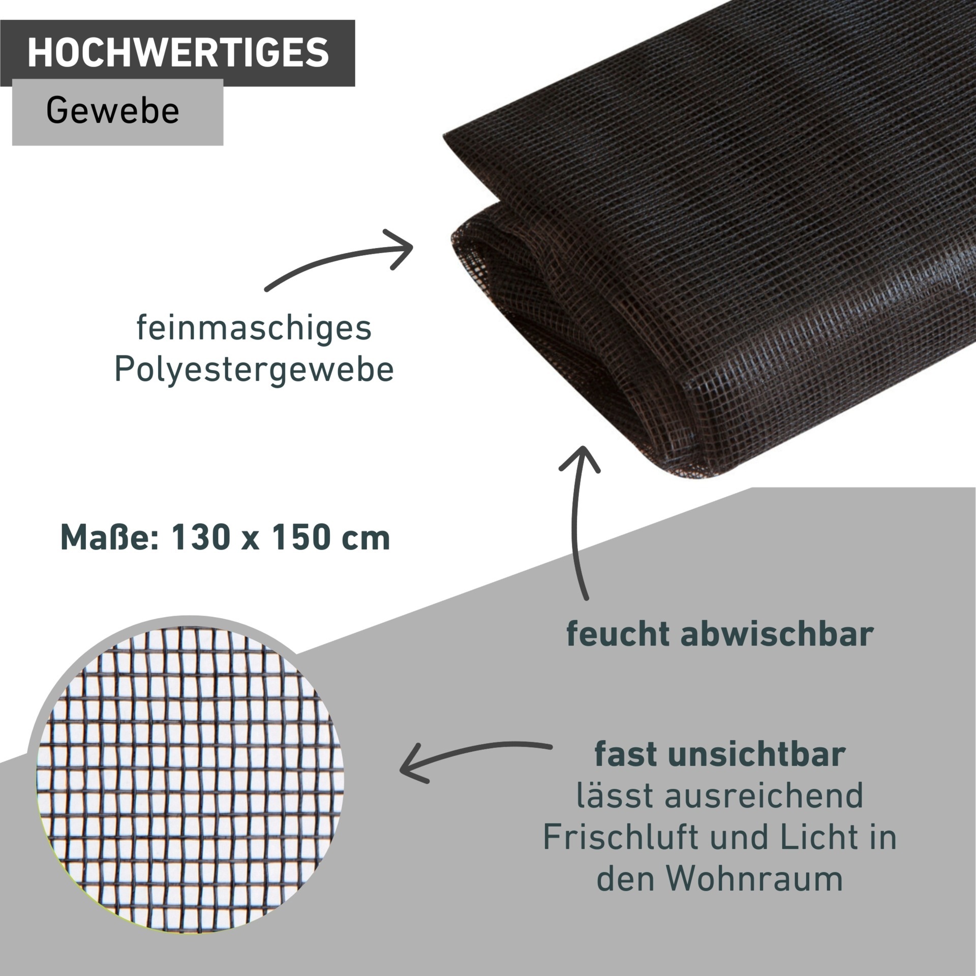 Windhager Schädlingsschutznetz »Plus für Fenster, Klettband Insektenschutz ohne bohren, 130 x 150 cm« 1 Stk. tlg. Insektenschutzgitter, Moskitonetz erhältlich in anthrazit oder weiß