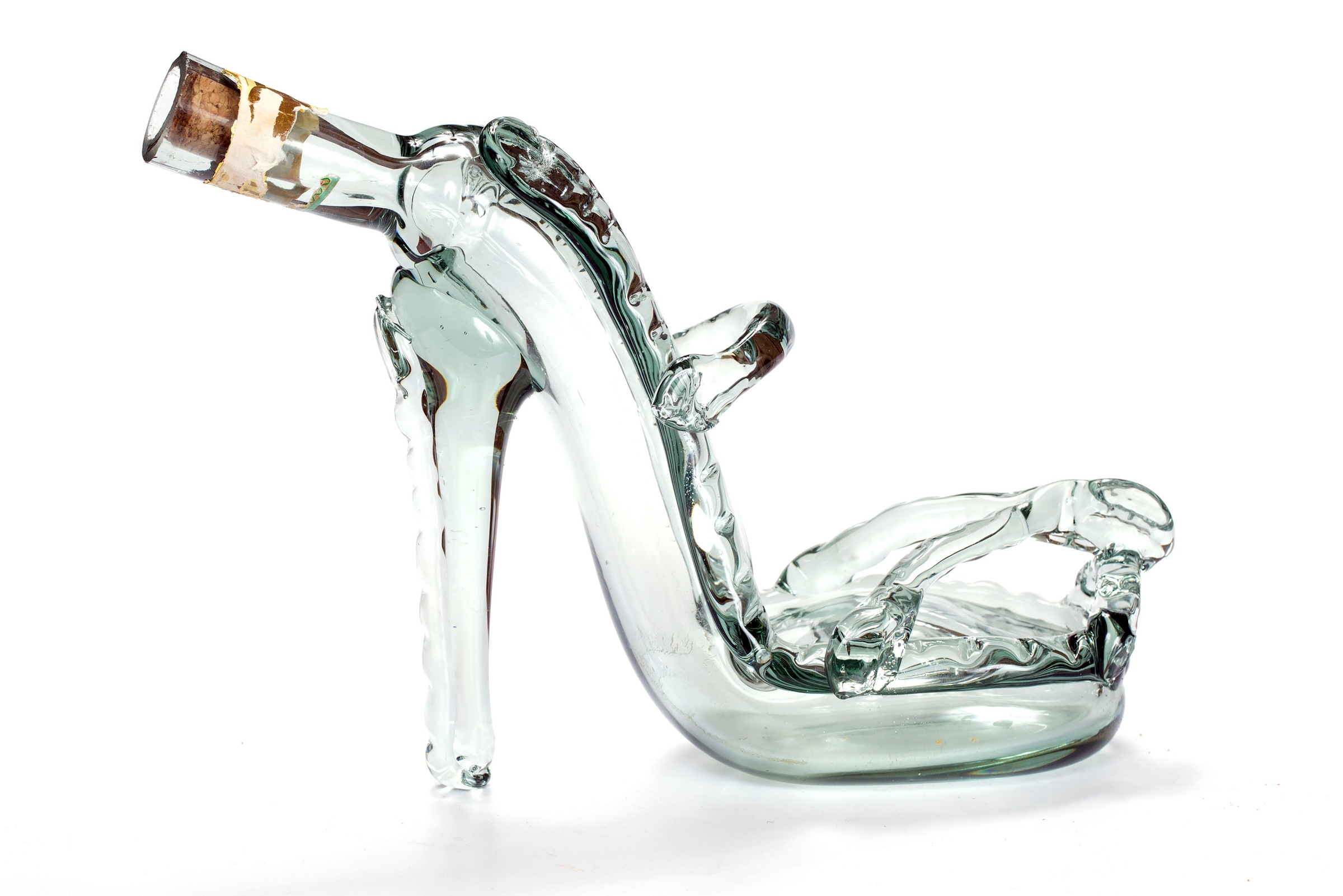 queence Leinwandbild »Glasflasche in S«, Schuh-Schuhe-Kunst-Getränke, Premi günstig online kaufen