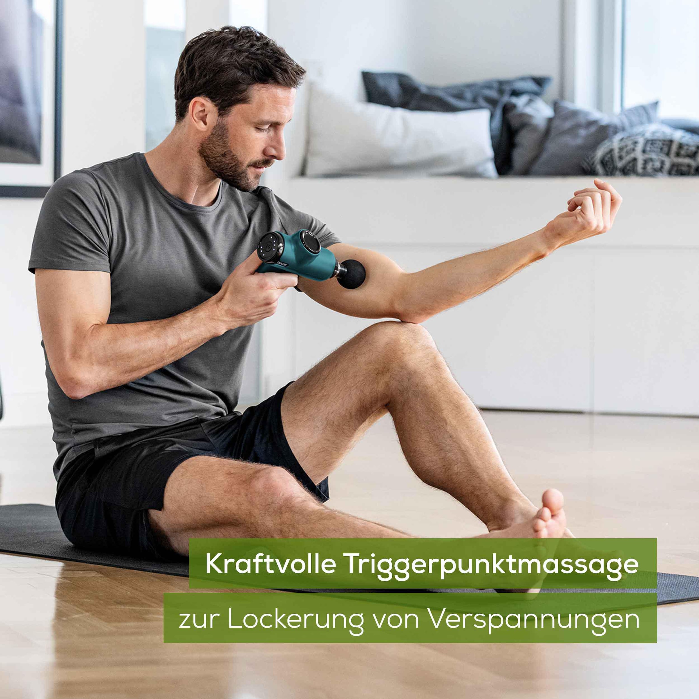 BEURER Massagegerät »MG 99 kraftvolles Muskelmassagegerät mit 4 Aufsätzen«, Massage-Gun für wohltuende Triggerpunkt-Massagen