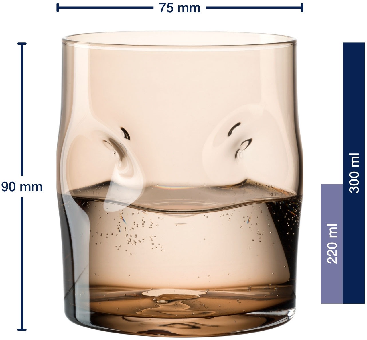 LEONARDO Gläser-Set »Trinkglas VESUVIO, 300 ml, 4er-Set«, (Set, 4 tlg.), konische Form, markantes Design - mit Einquetschungen
