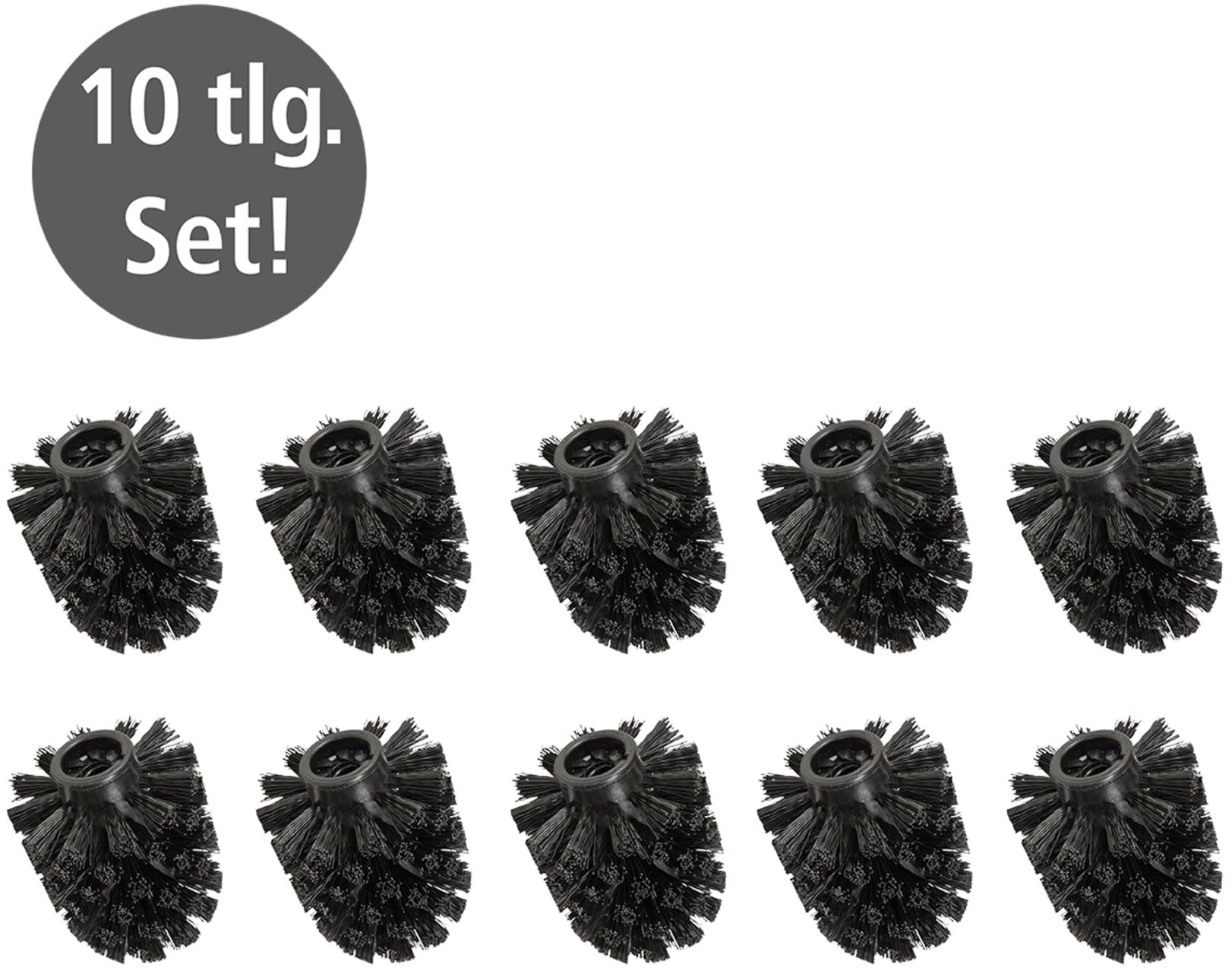 WENKO WC-Reinigungsbürste Set 10 Stk. aus Kunststoff Ersatzbürstenkopf für WENKO WC-Bürsten, Ø 8 cm, Kunststoffborsten